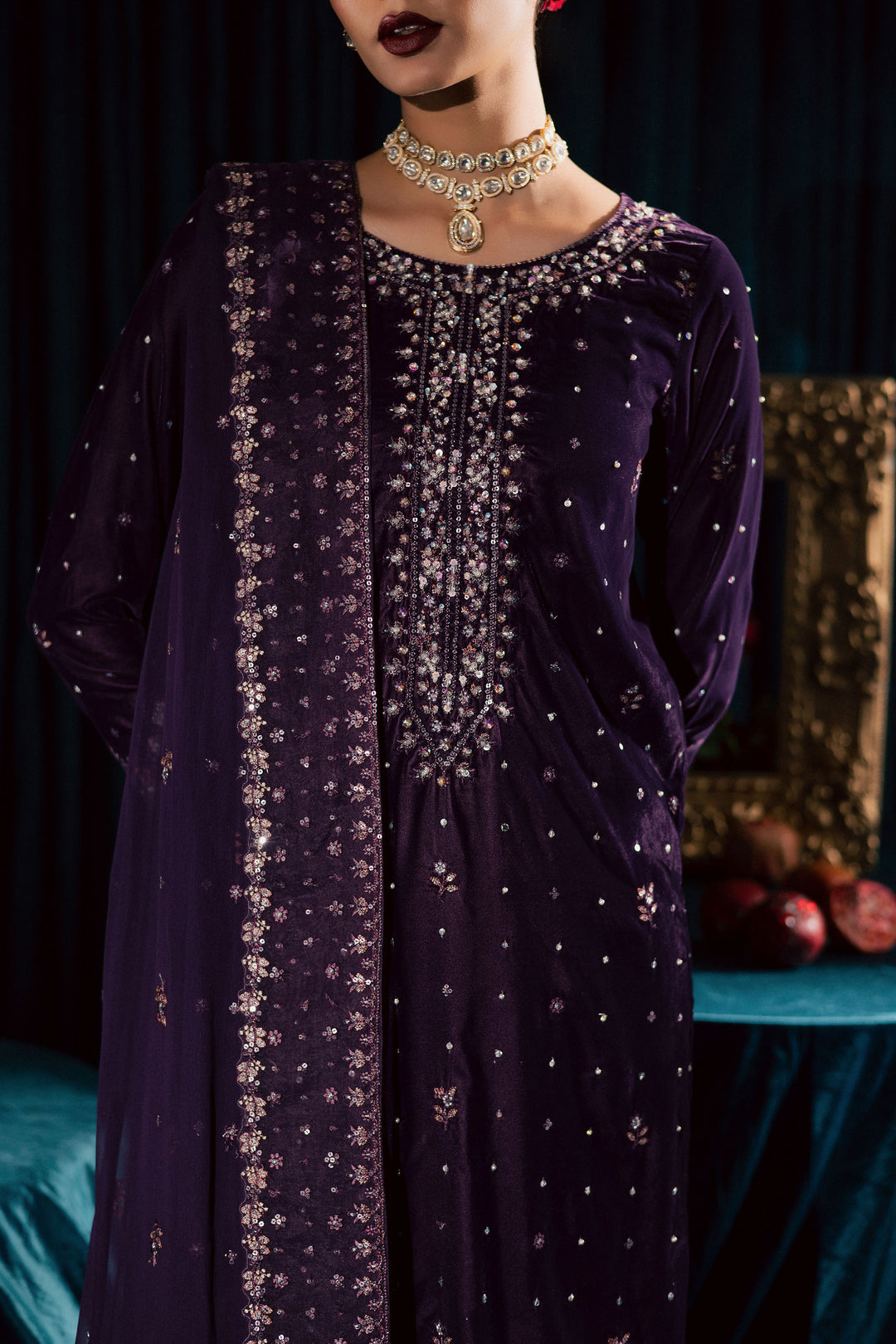  Odin 3Pc - Velvet Formal Dress BATIKSTUDIO2025  BATIK   S / Violet / Velvet-M / Violet / Velvet-L / Violet / Velvet