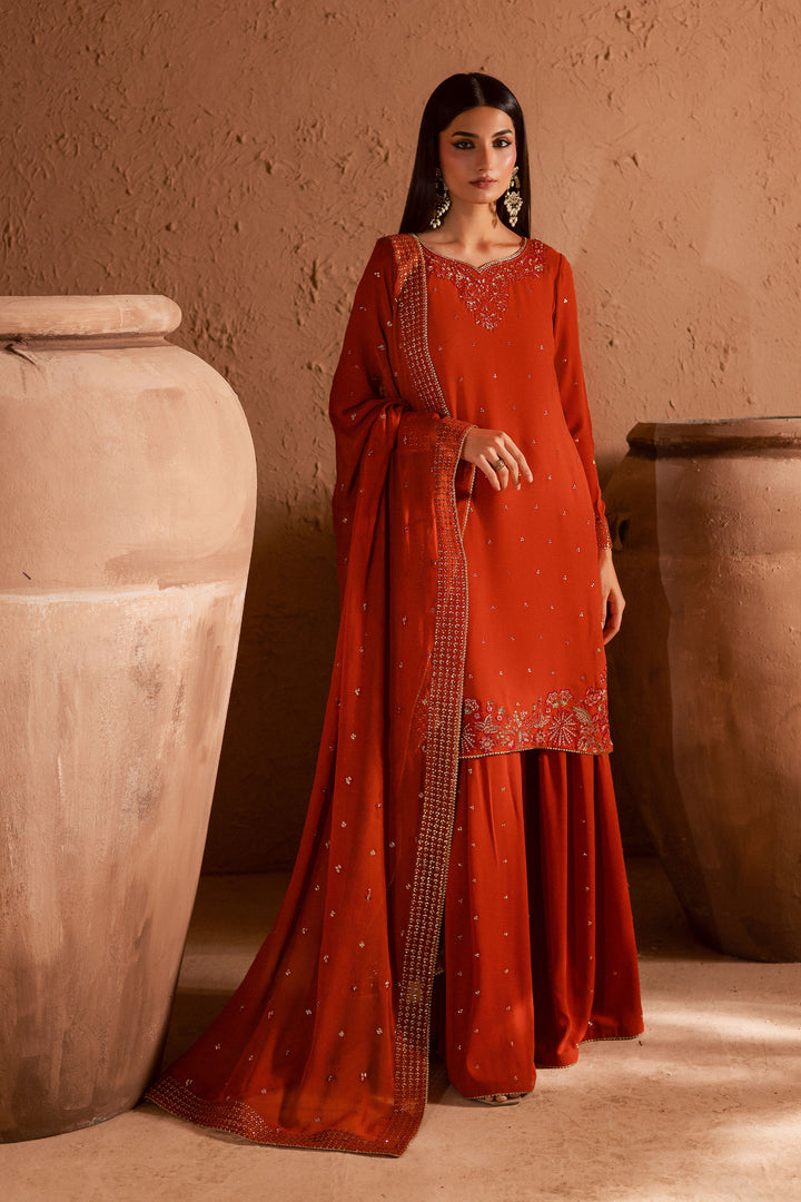  Olive Charm 3Pc- Festive Luxe Pret BATIKSTUDIO2025  BATIK   S / Burnt Orange / Georgette-M / Burnt Orange / Georgette-L / Burnt Orange / Georgette