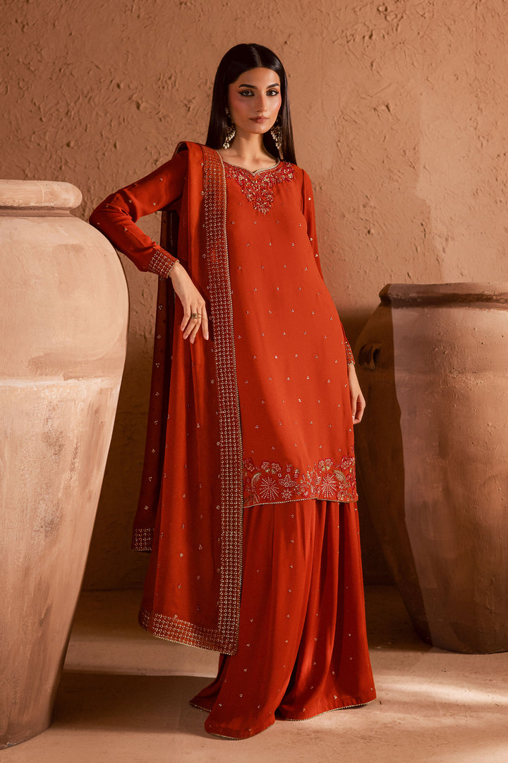  Olive Charm 3Pc- Festive Luxe Pret BATIKSTUDIO2025  BATIK   S / Burnt Orange / Georgette-M / Burnt Orange / Georgette-L / Burnt Orange / Georgette