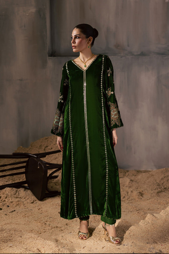  Olive Dew 2Pc - Velvet Luxe Pret BATIKLuxePRET2025  BATIK   XS / Moss Green / Velvet-S / Moss Green / Velvet-M / Moss Green / Velvet-L / Moss Green / Velvet-XL / Moss Green / Velvet