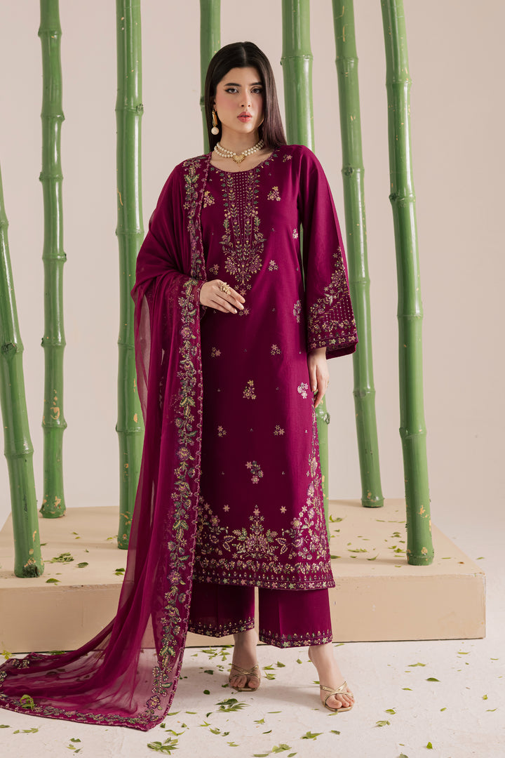  Omavi 3Pc - Embroidered Khaddar Dress BATIK WINTER PRET 2025  BATIK   XS / Magenta Purple / Khaddar-S / Magenta Purple / Khaddar-M / Magenta Purple / Khaddar-L / Magenta Purple / Khaddar-XL / Magenta Purple / Khaddar