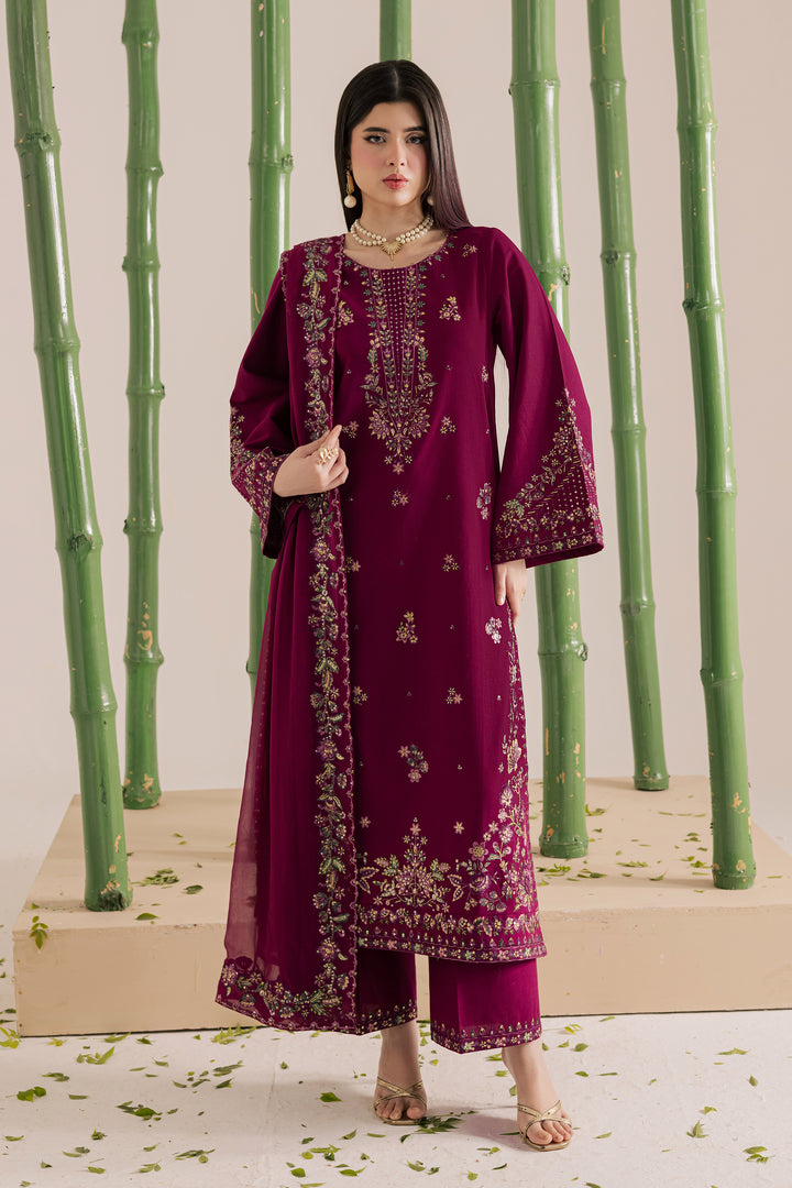  Omavi 3Pc - Embroidered Khaddar Dress BATIK WINTER PRET 2025  BATIK   XS / Magenta Purple / Khaddar-S / Magenta Purple / Khaddar-M / Magenta Purple / Khaddar-L / Magenta Purple / Khaddar-XL / Magenta Purple / Khaddar