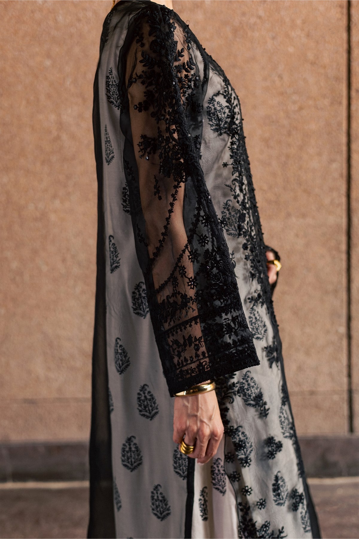 Organza Black White 3Pc - Festive Luxe Pret BATIKLUXESEP26  BATIK   XS / Black and White / Organza
