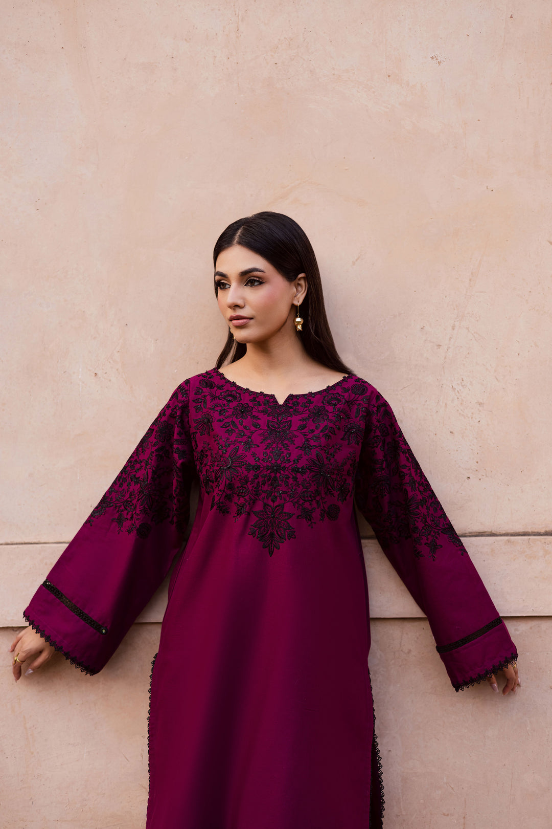 Pink Dipp 2Pc - Embroidered Khaddar Dress