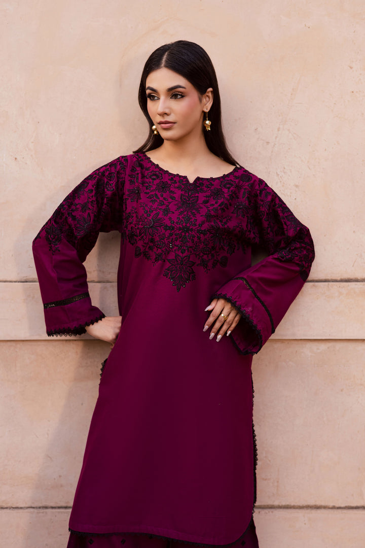 Pink Dipp 2Pc - Embroidered Khaddar Dress