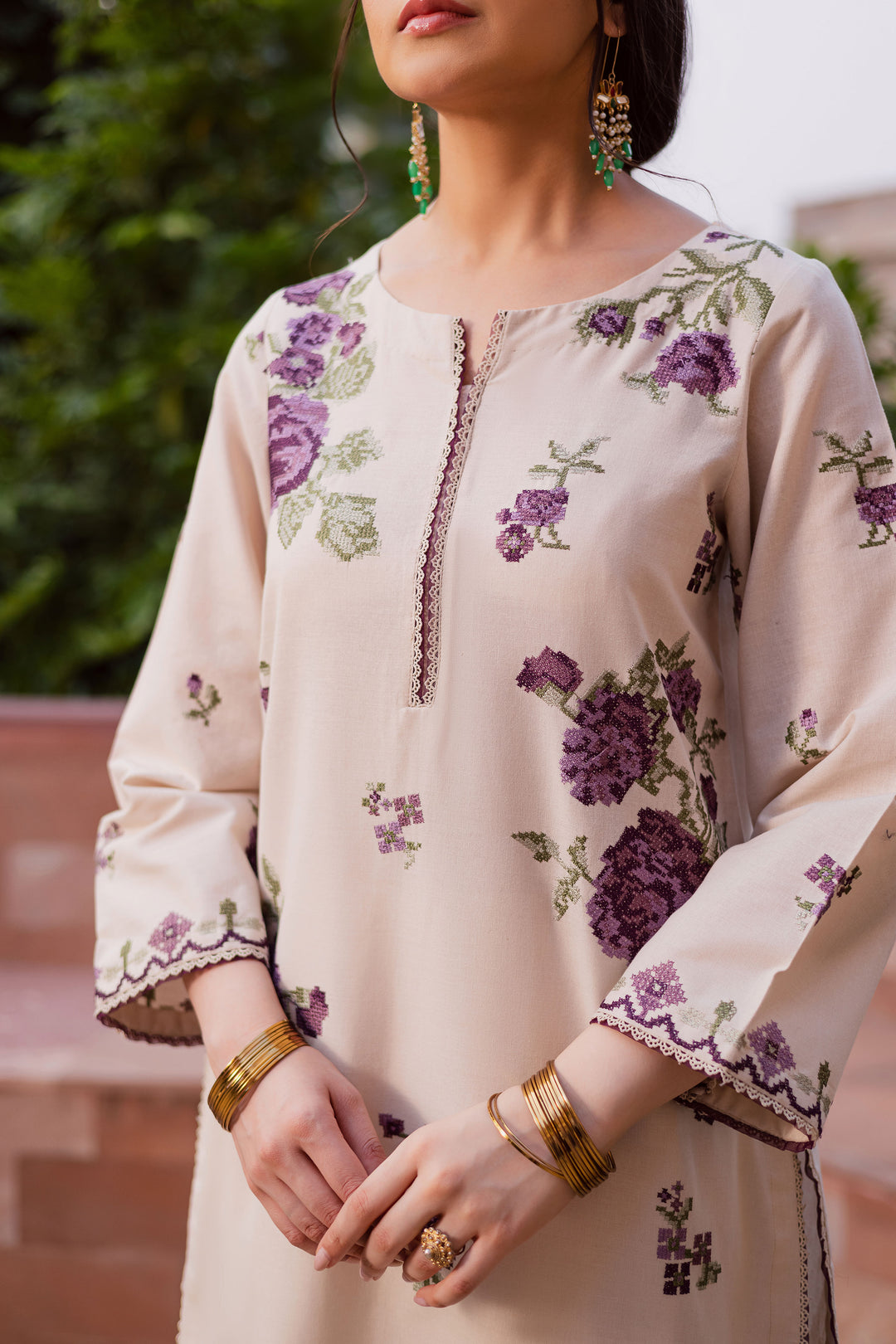 Purple Nate 2Pc - Embroidered Khaddar Dress