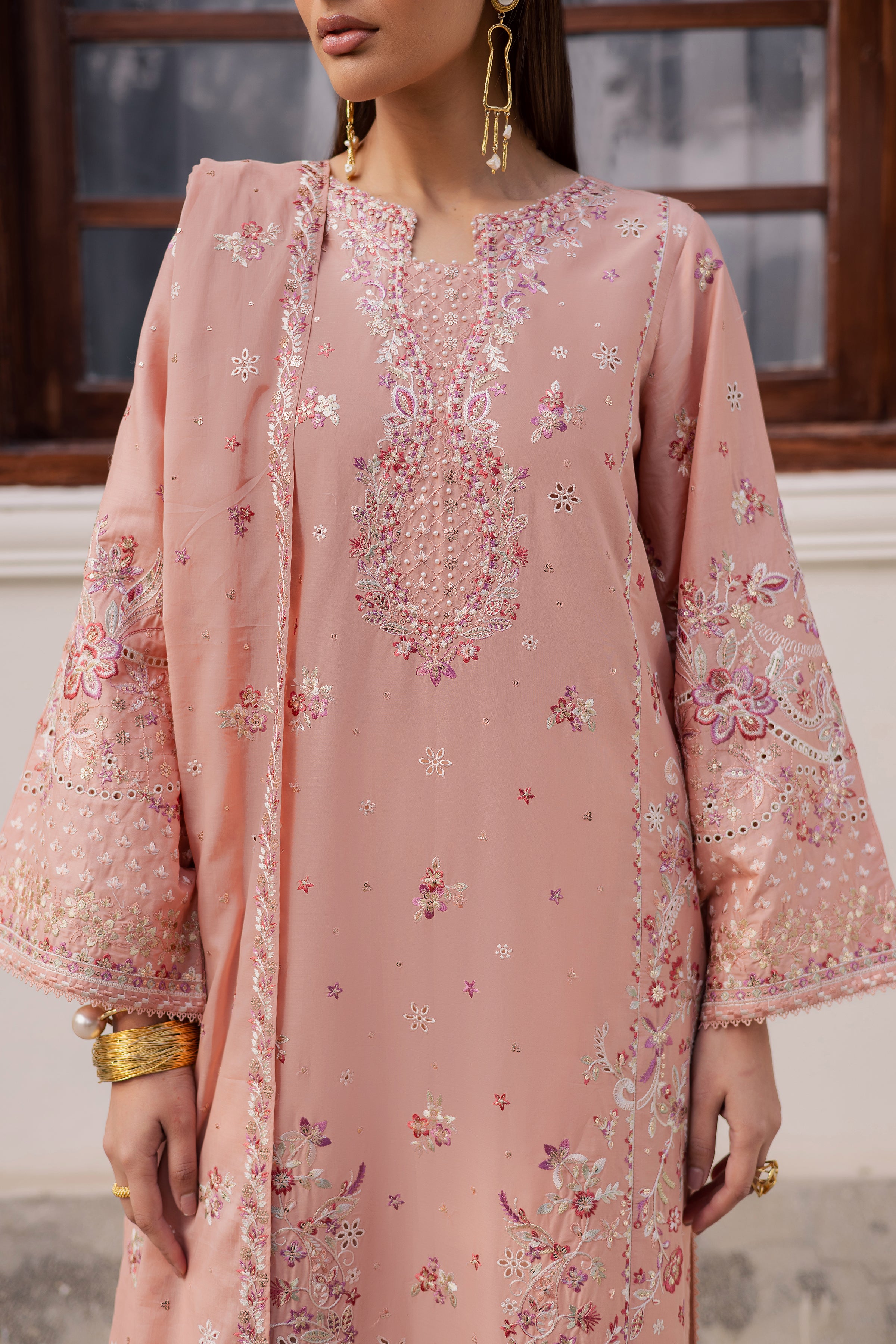  Peach Line 3Pc - Festive Embroidered Lawn BATIKEID2026  BATIK   XS / Peach / Pima Lawn-S / Peach / Pima Lawn-M / Peach / Pima Lawn-L / Peach / Pima Lawn-XL / Peach / Pima Lawn