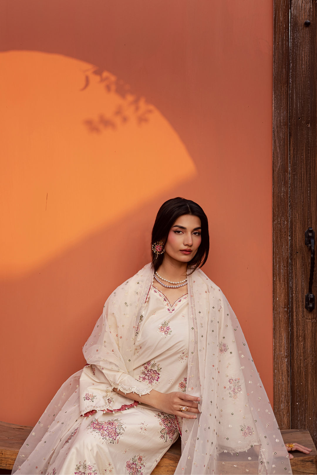  Pearl Elora 3Pc - Festive Embroidered Lawn BATIKEID2026  BATIK   XS / White / Giza-S / White / Giza-M / White / Giza-L / White / Giza-XL / White / Giza