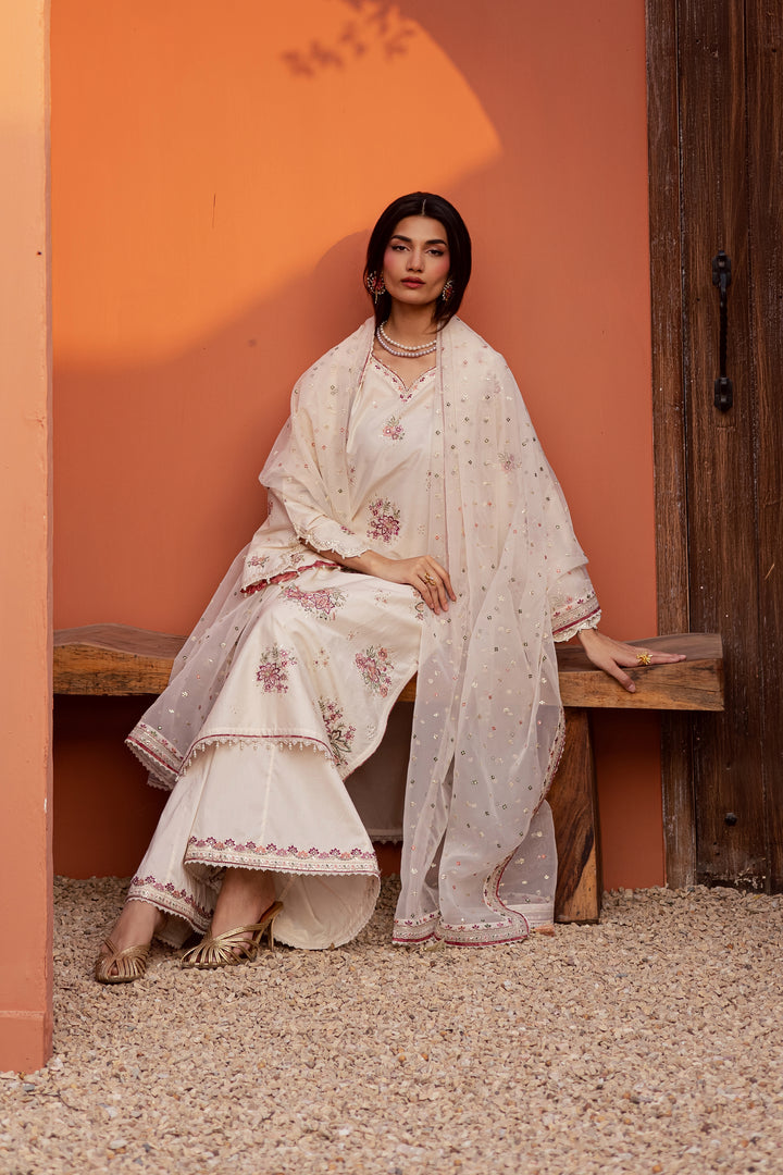  Pearl Elora 3Pc - Festive Embroidered Lawn BATIKEID2026  BATIK   XS / White / Giza-S / White / Giza-M / White / Giza-L / White / Giza-XL / White / Giza