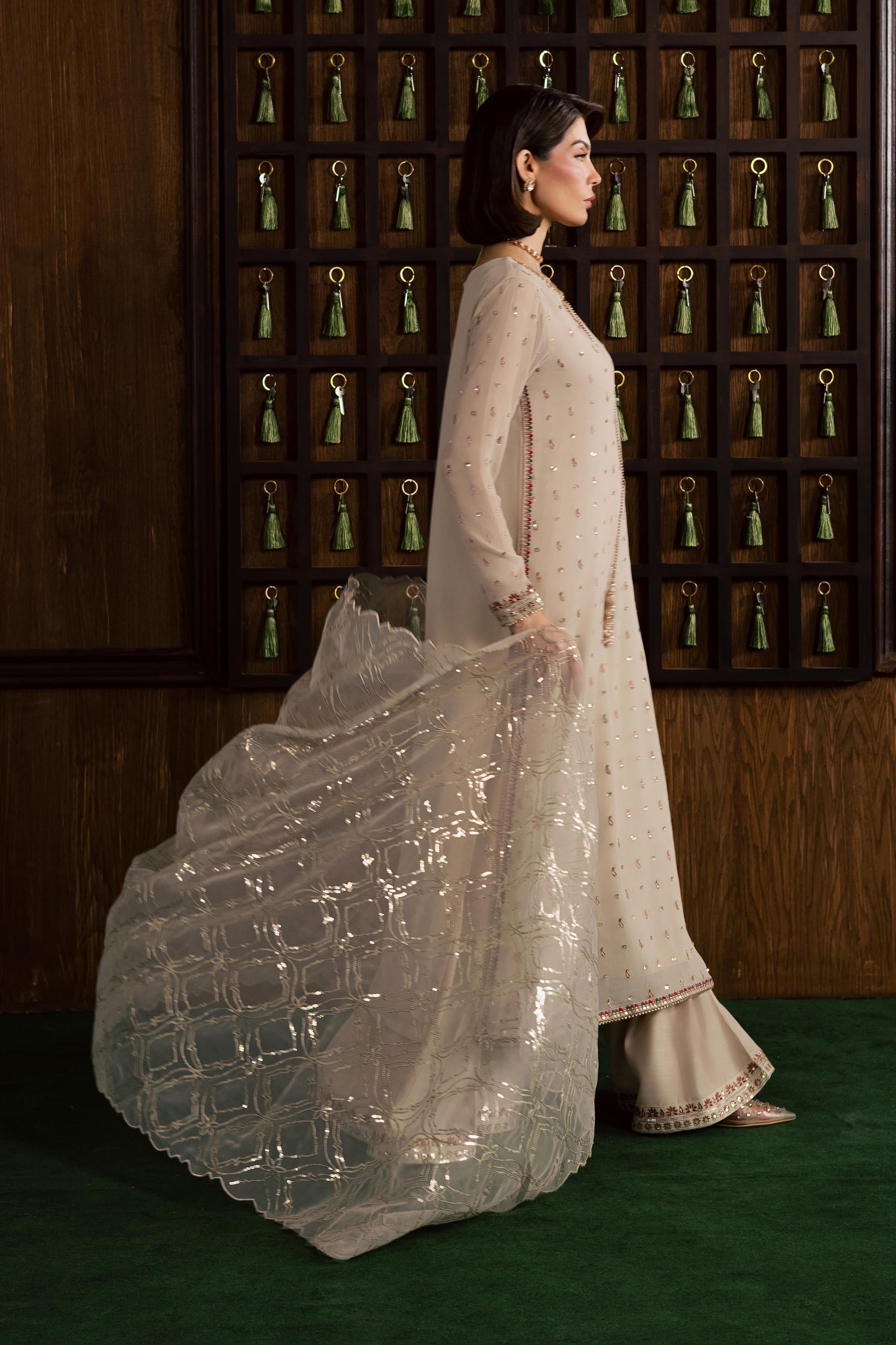  Pearl Emily 3Pc - Festive Luxury Formal BATIKSS26  BATIK   S / Ivory / Crinkle-M / Ivory / Crinkle-L / Ivory / Crinkle