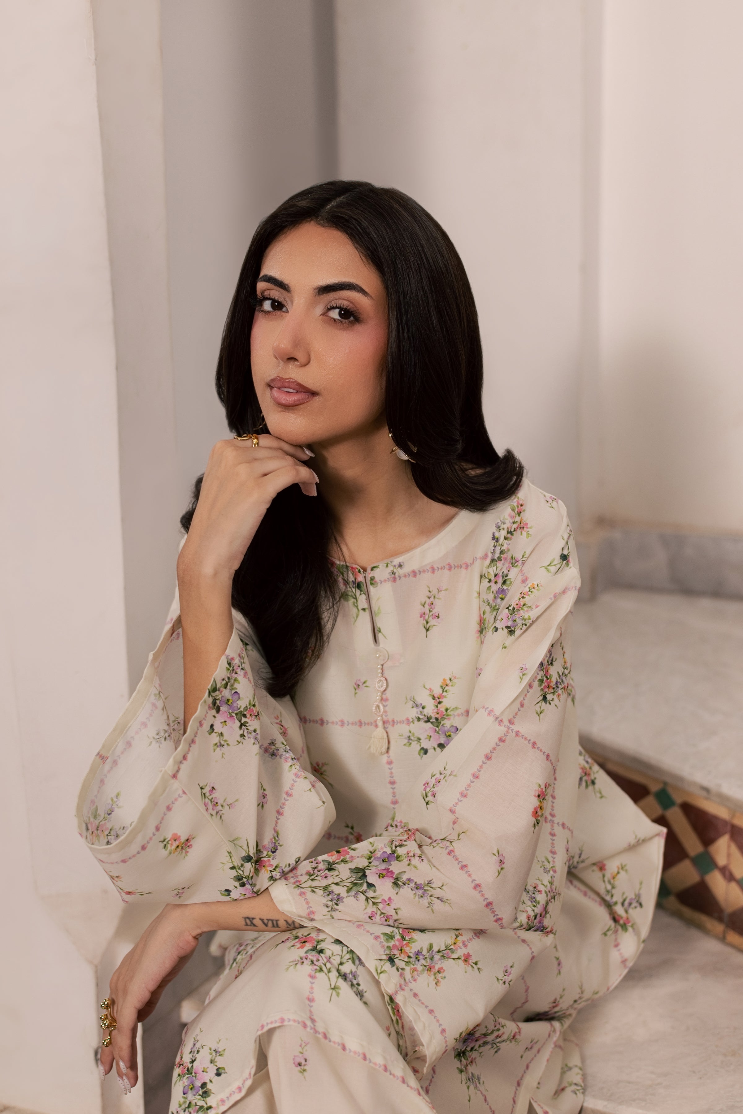  Pearl Peony 2Pc - Printed Lawn Dress BATIKSS26  BATIK   XS / Off White / Lawn-S / Off White / Lawn-M / Off White / Lawn-L / Off White / Lawn-XL / Off White / Lawn
