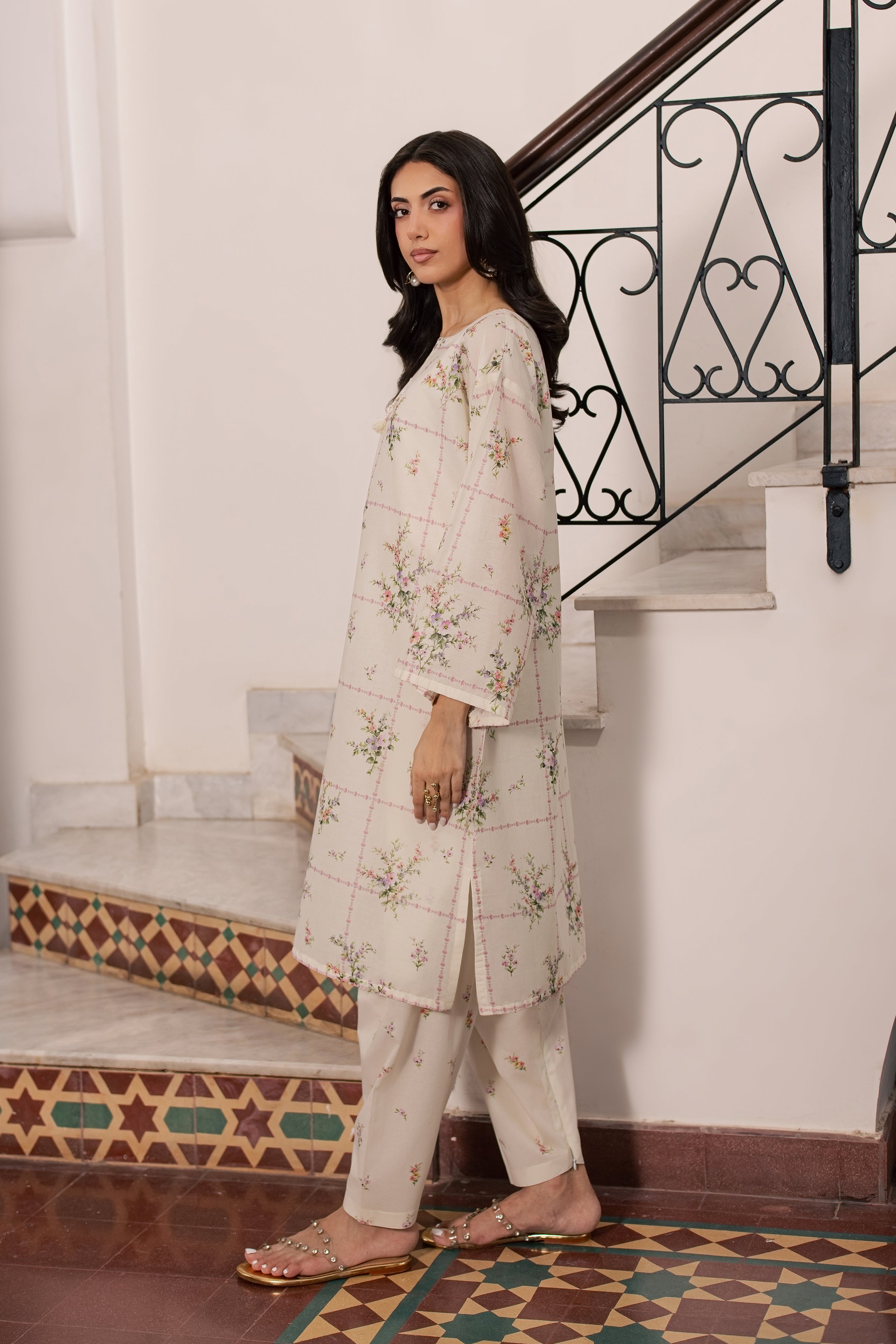 Pearl Peony 2Pc - Printed Lawn Dress BATIKSS26  BATIK   XS / Off White / Lawn-S / Off White / Lawn-M / Off White / Lawn-L / Off White / Lawn-XL / Off White / Lawn