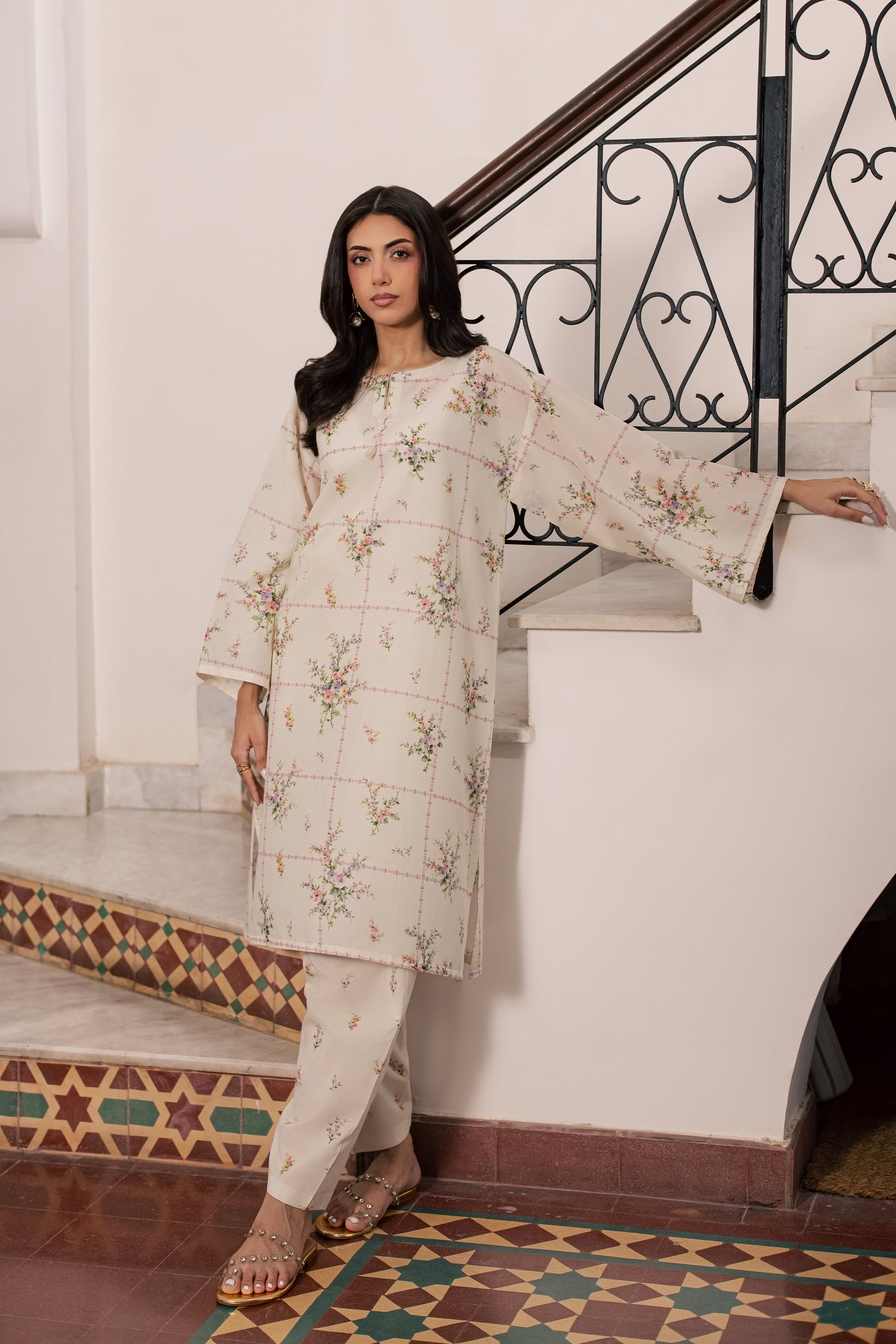  Pearl Peony 2Pc - Printed Lawn Dress BATIKSS26  BATIK   XS / Off White / Lawn-S / Off White / Lawn-M / Off White / Lawn-L / Off White / Lawn-XL / Off White / Lawn