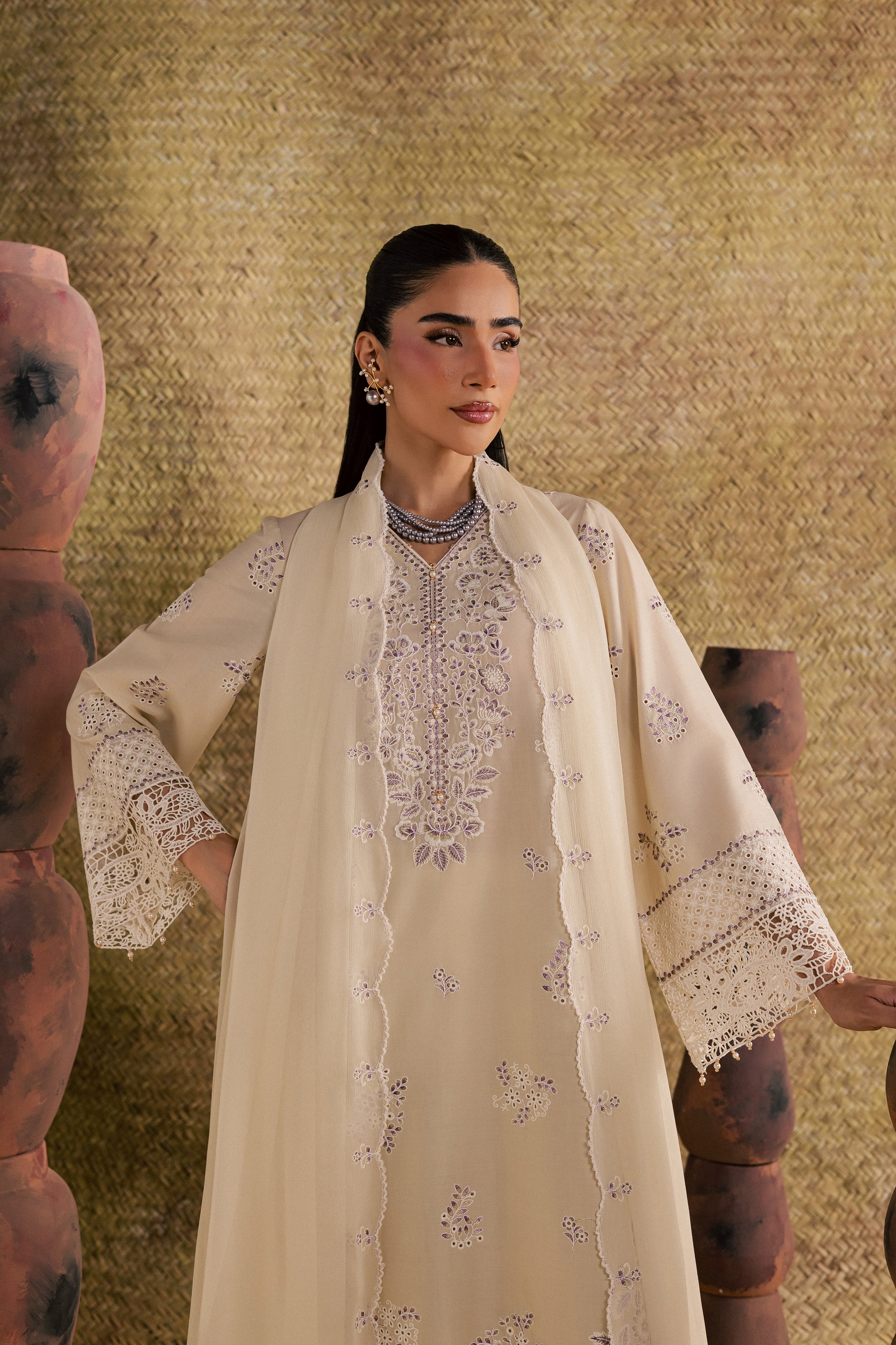  Pearly Lilac 3Pc - Festive Eid Pret BATIKSS26  BATIK   XS / Beige / Pima Lawn-S / Beige / Pima Lawn-M / Beige / Pima Lawn-L / Beige / Pima Lawn-XL / Beige / Pima Lawn