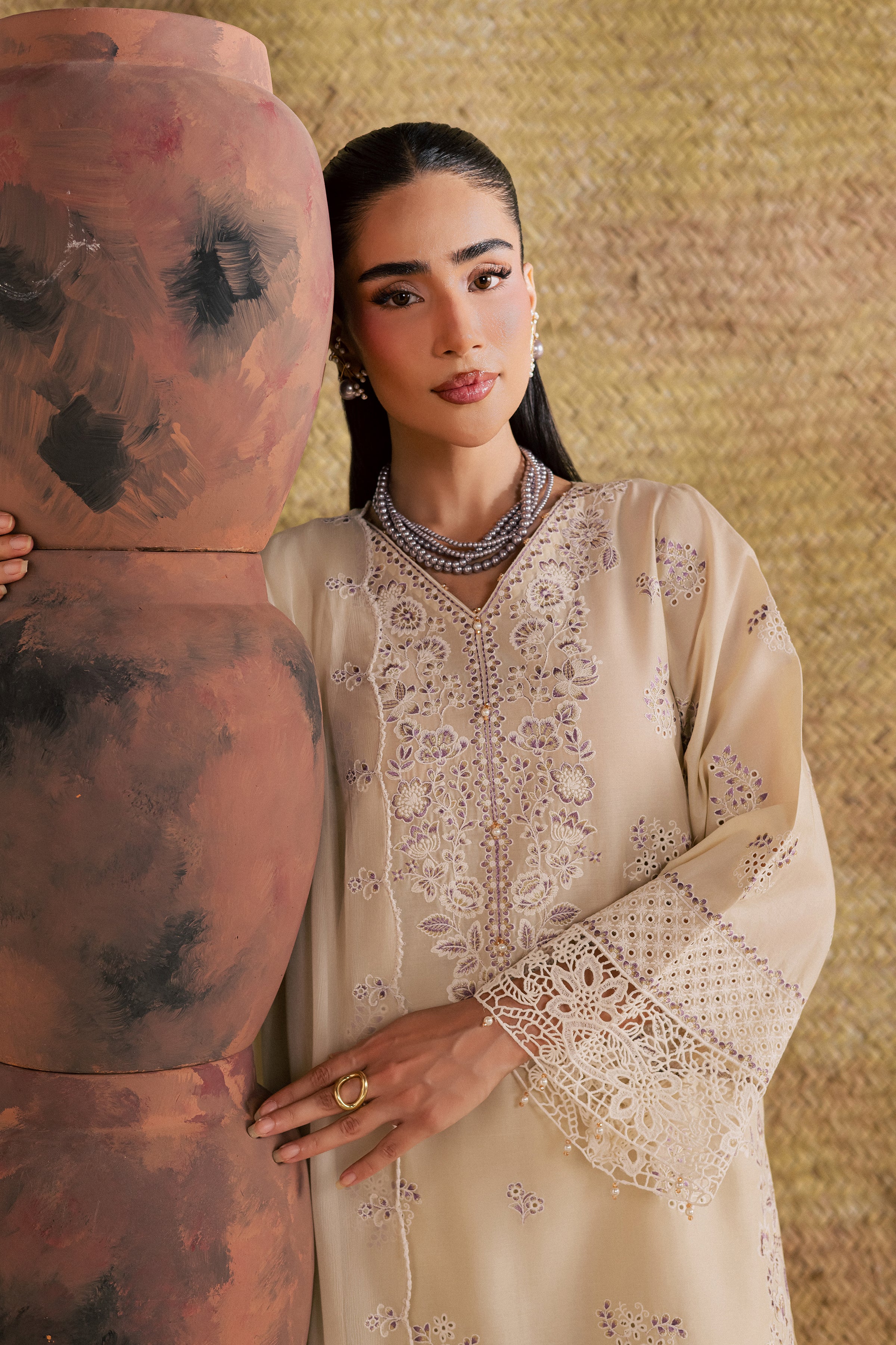  Pearly Lilac 3Pc - Festive Eid Pret BATIKSS26  BATIK   XS / Beige / Pima Lawn-S / Beige / Pima Lawn-M / Beige / Pima Lawn-L / Beige / Pima Lawn-XL / Beige / Pima Lawn