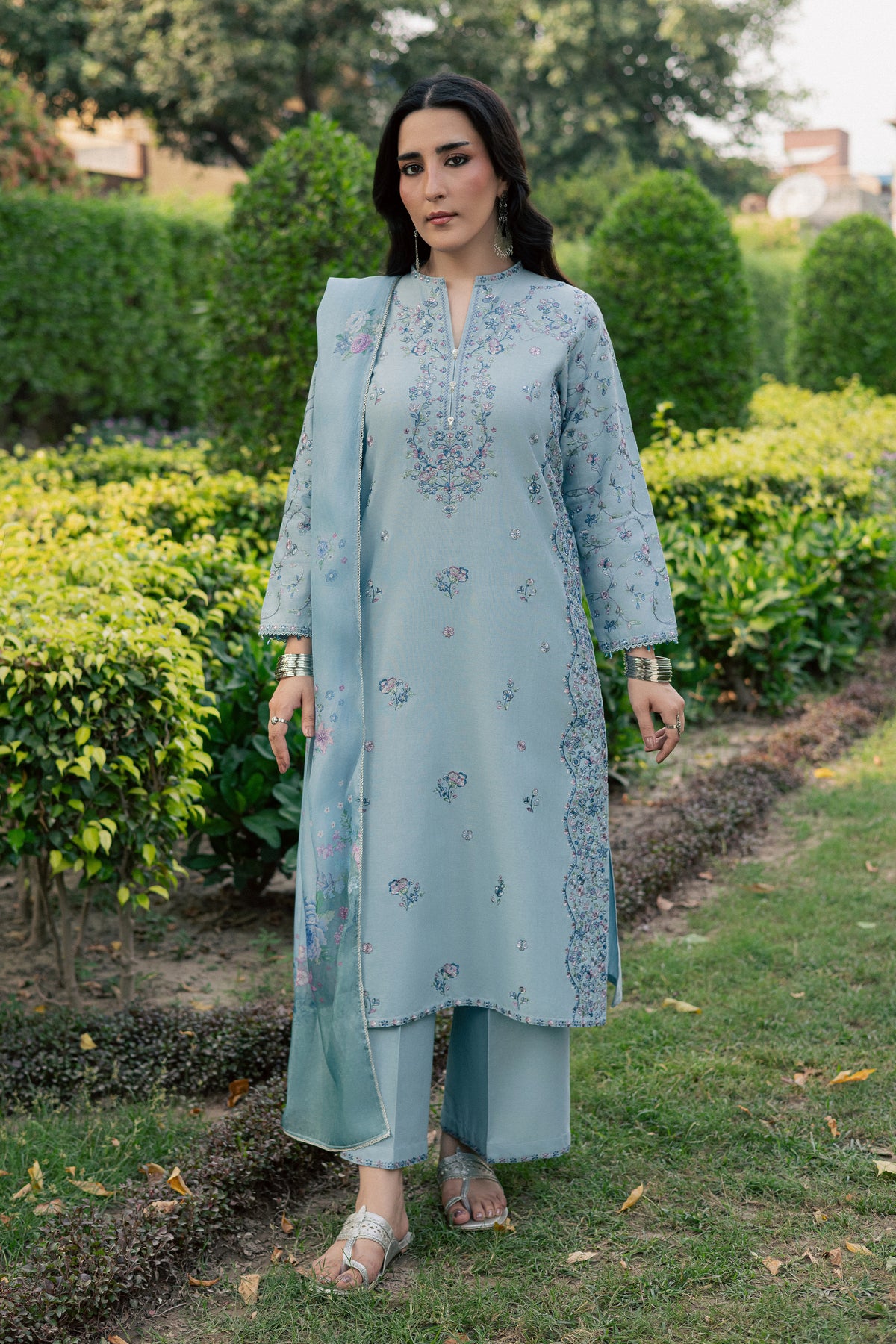 Pecan 3Pc - Embroidered Khaddar Pret PRETKHADDAR2026  BATIK   XS / Sky blue / Khaddar
