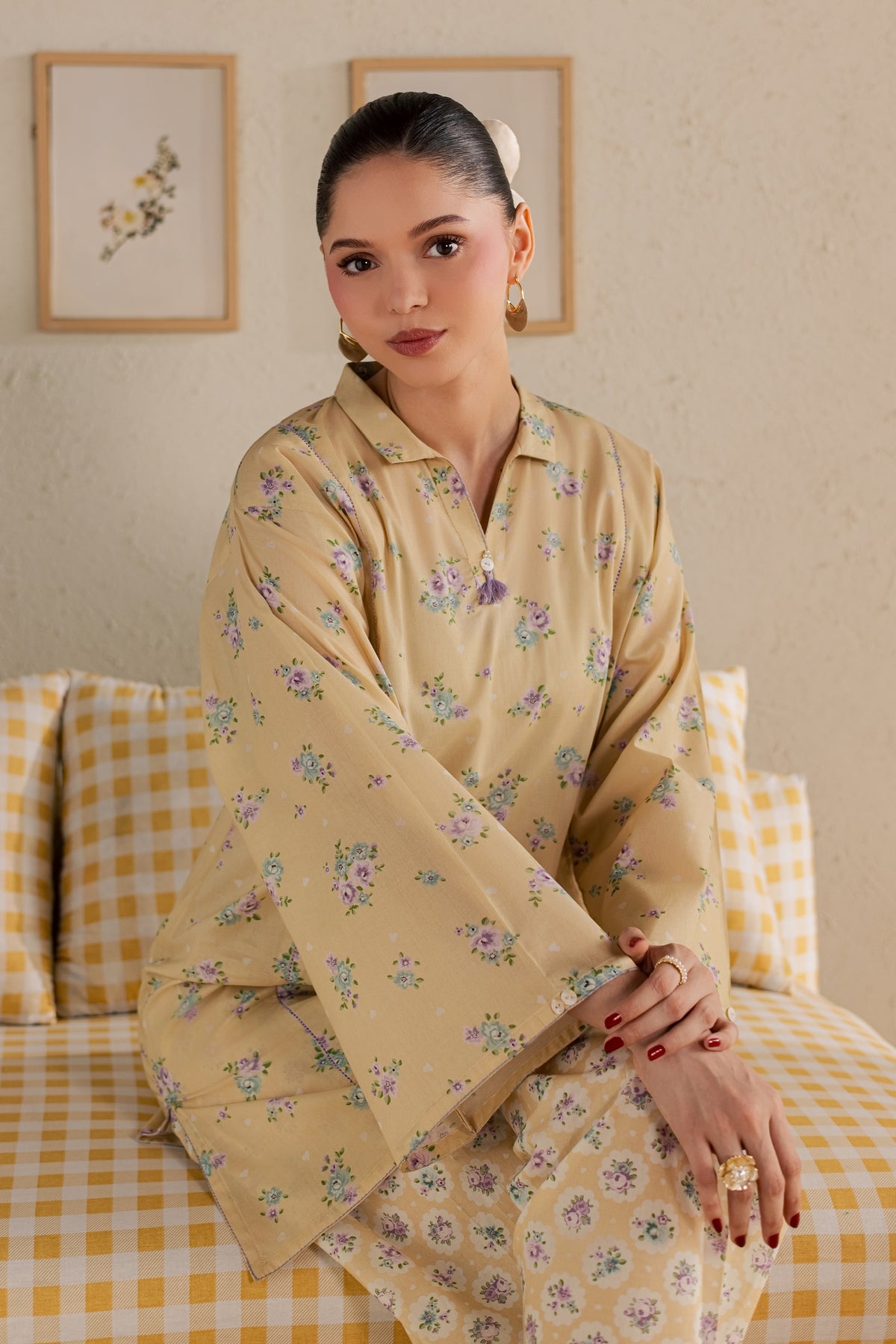 Pineapple 2Pc - Printed Lawn Dress BATIKSS26  BATIK   XS / Yellow / Lawn-S / Yellow / Lawn-M / Yellow / Lawn-L / Yellow / Lawn-XL / Yellow / Lawn