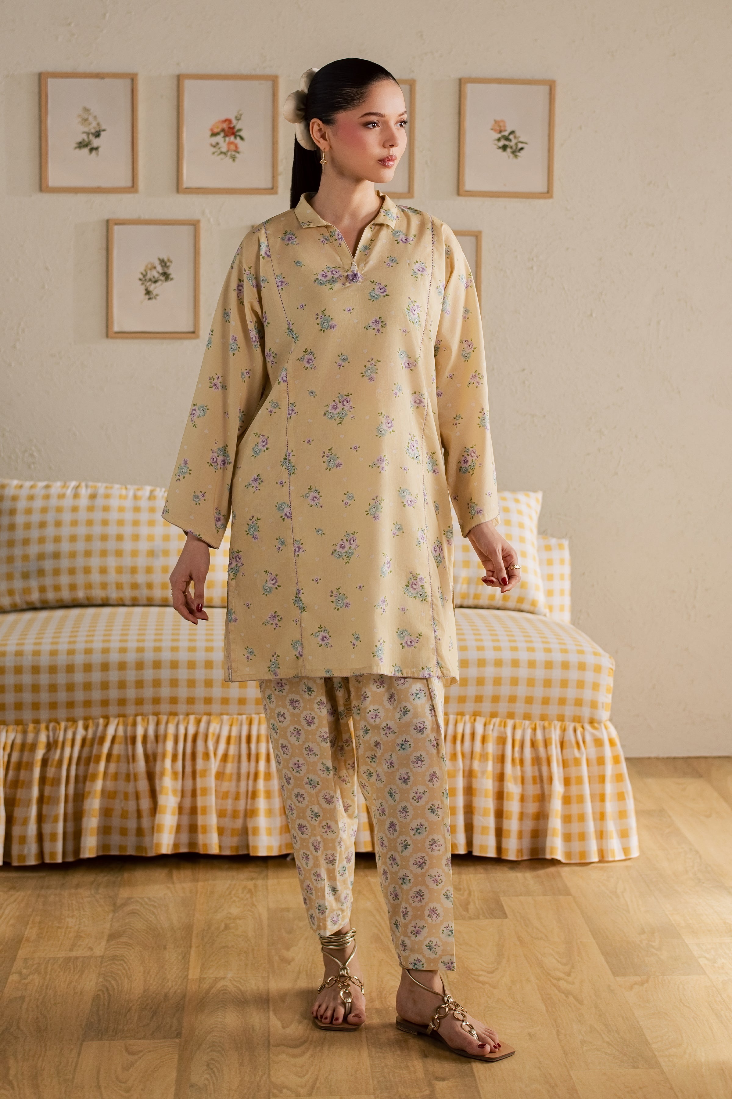  Pineapple 2Pc - Printed Lawn Dress BATIKSS26  BATIK   XS / Yellow / Lawn-S / Yellow / Lawn-M / Yellow / Lawn-L / Yellow / Lawn-XL / Yellow / Lawn