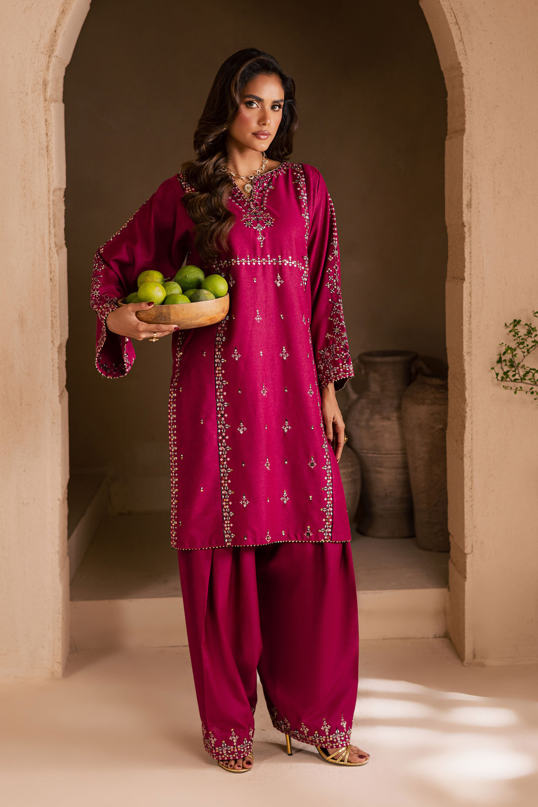  Pink 2Pc - Embroidered Karandi Dress BATIK WINTER PRET 2025  BATIK   XS / Pink / Karandi-S / Pink / Karandi-M / Pink / Karandi-L / Pink / Karandi-XL / Pink / Karandi