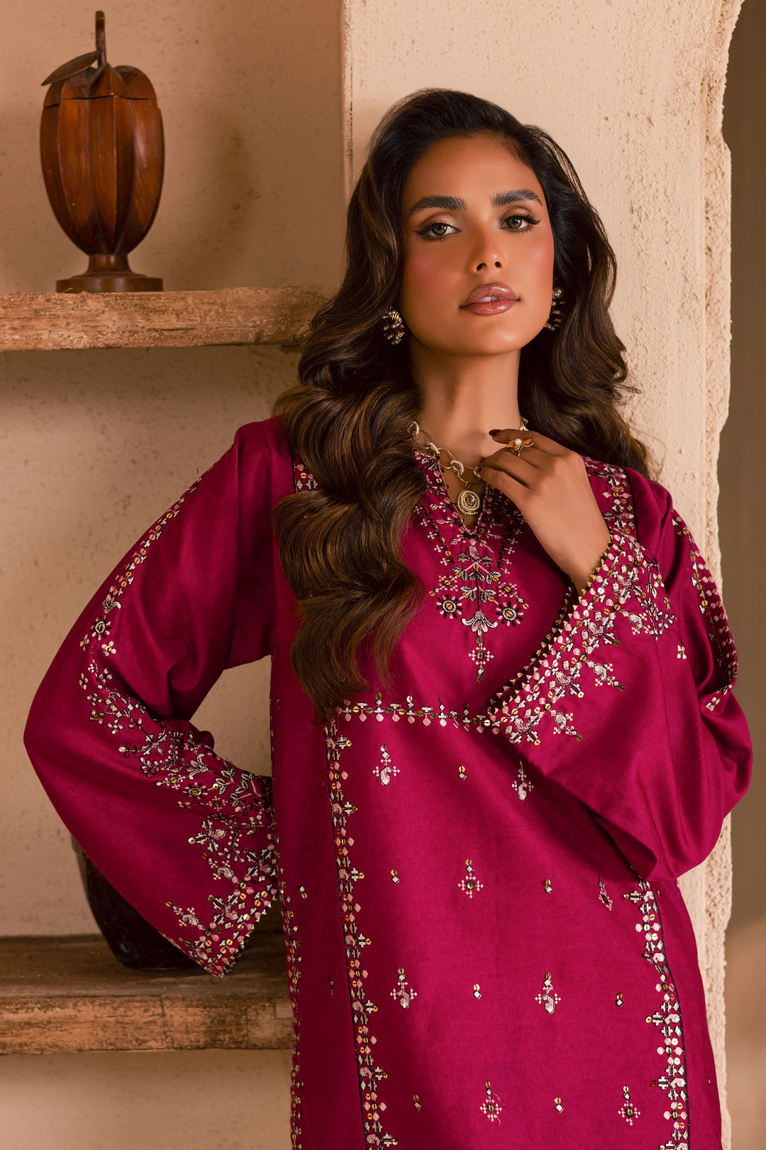  Pink 2Pc - Embroidered Karandi Dress BATIK WINTER PRET 2025  BATIK   XS / Pink / Karandi-S / Pink / Karandi-M / Pink / Karandi-L / Pink / Karandi-XL / Pink / Karandi