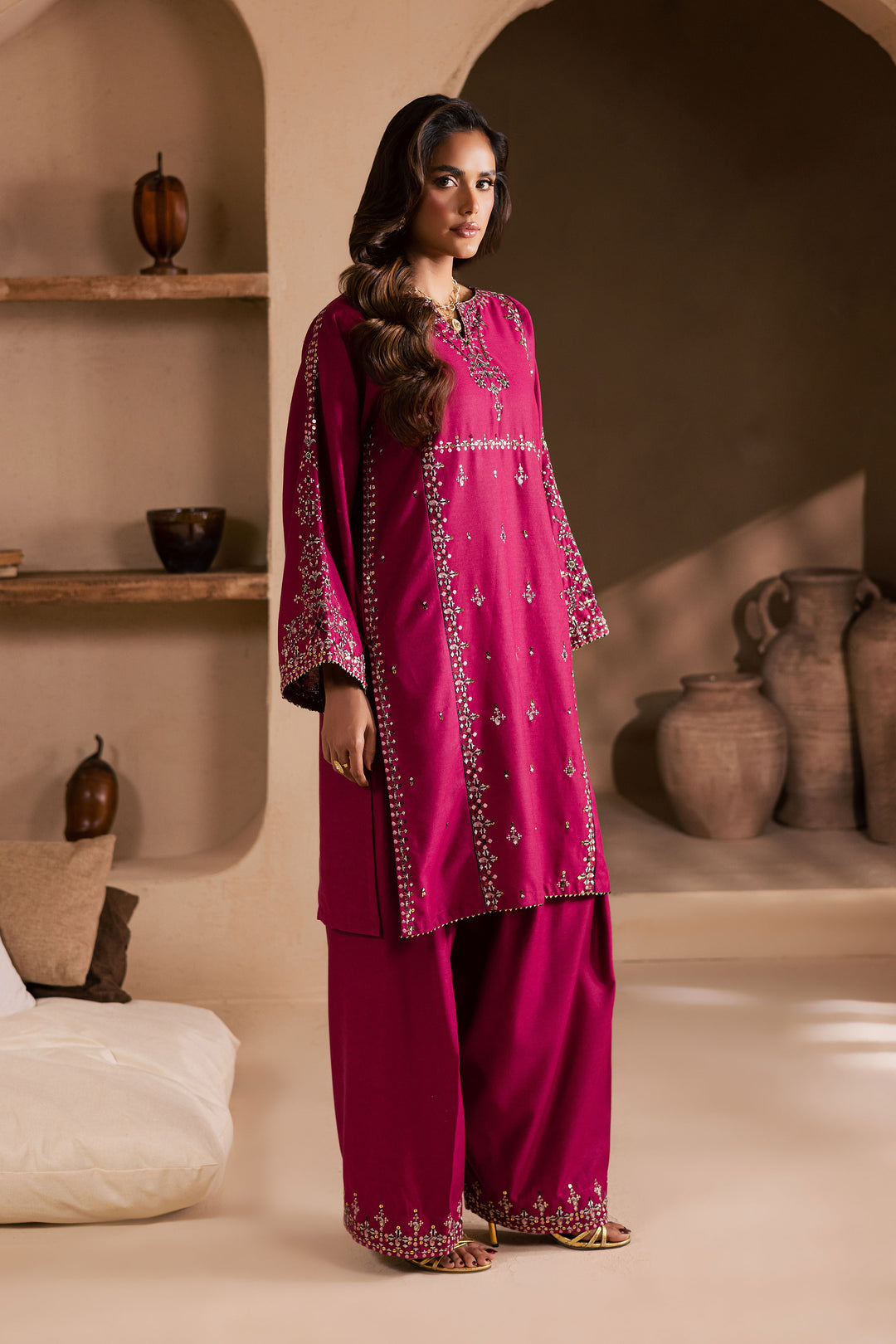  Pink 2Pc - Embroidered Karandi Dress BATIK WINTER PRET 2025  BATIK   XS / Pink / Karandi-S / Pink / Karandi-M / Pink / Karandi-L / Pink / Karandi-XL / Pink / Karandi