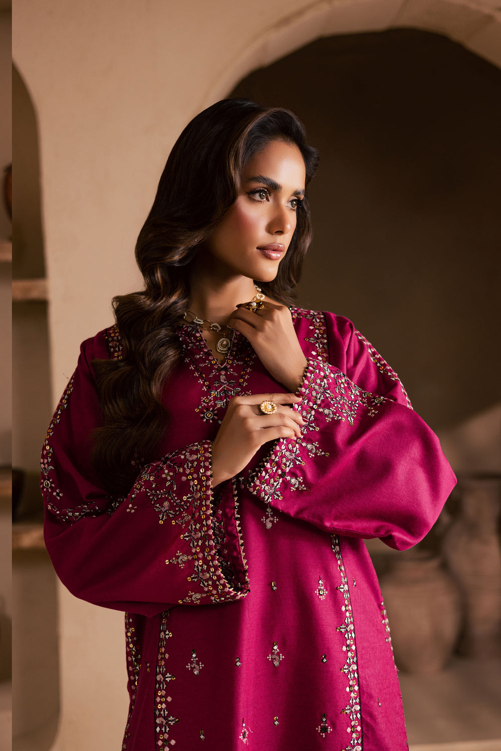  Pink 2Pc - Embroidered Karandi Dress BATIK WINTER PRET 2025  BATIK   XS / Pink / Karandi-S / Pink / Karandi-M / Pink / Karandi-L / Pink / Karandi-XL / Pink / Karandi