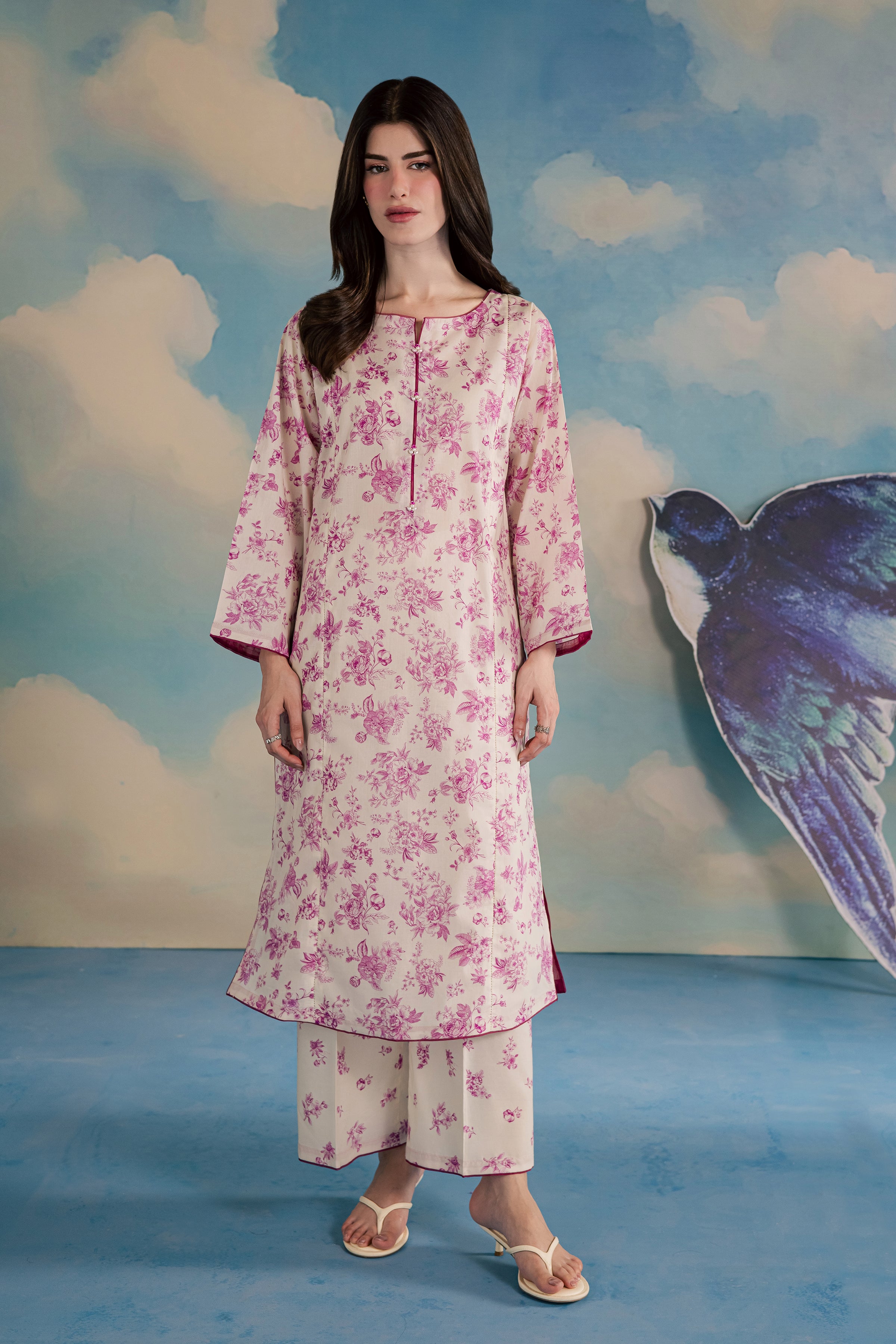  Pink Ferbera 2Pc - Printed Lawn Dress BATIKSS26  BATIK   XS / Off White / Lawn-S / Off White / Lawn-M / Off White / Lawn-L / Off White / Lawn-XL / Off White / Lawn