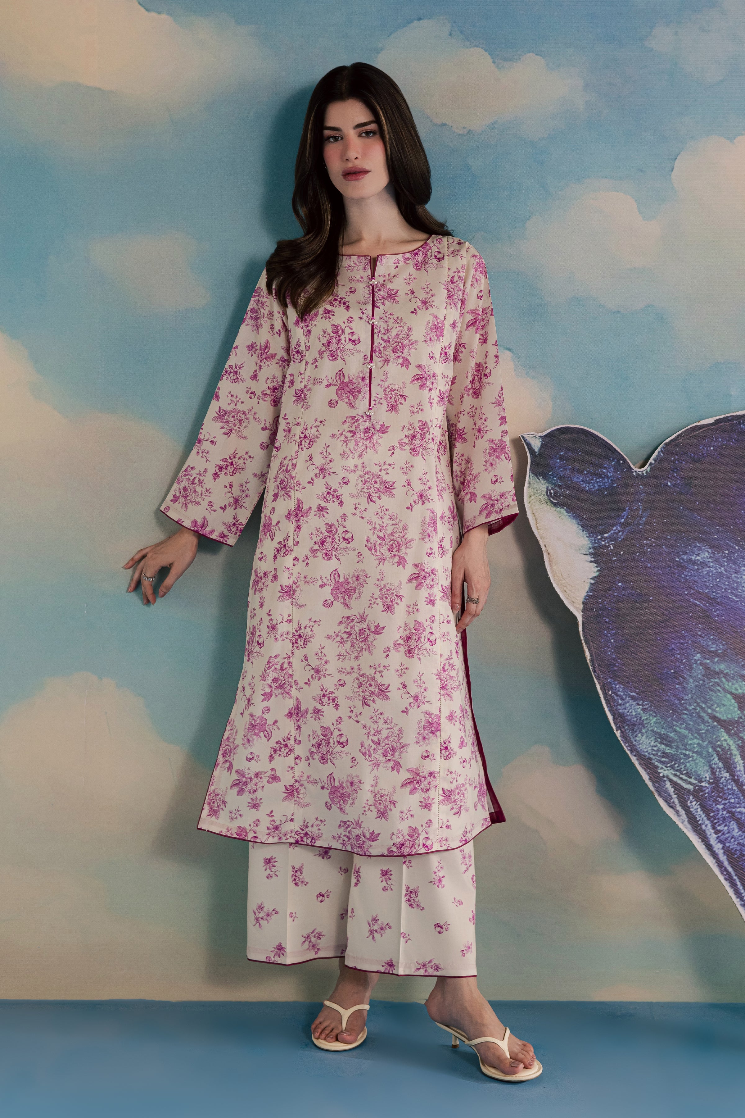 Pink Ferbera 2Pc - Printed Lawn Dress BATIKSS26  BATIK   XS / Off White / Lawn-S / Off White / Lawn-M / Off White / Lawn-L / Off White / Lawn-XL / Off White / Lawn