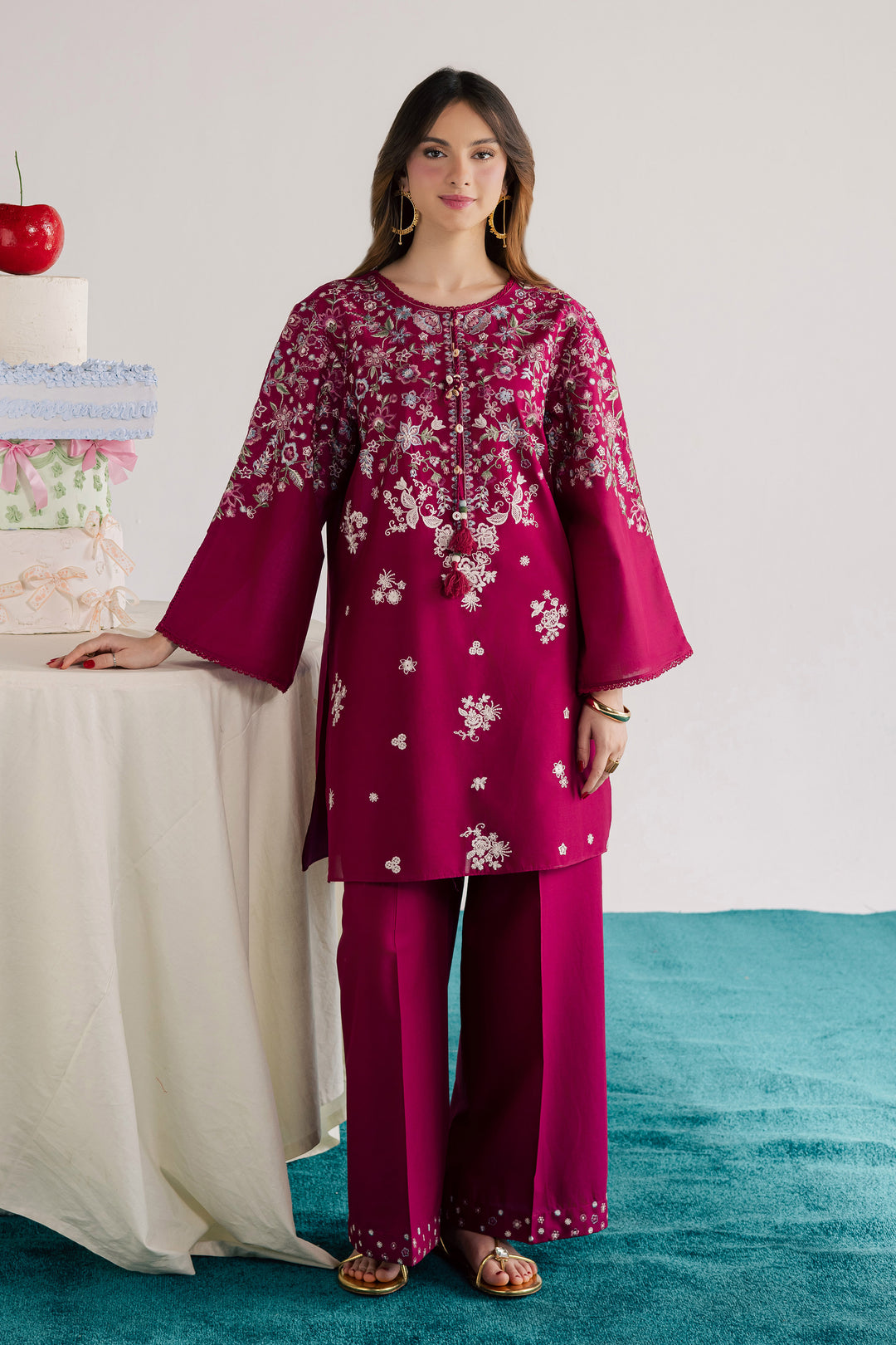  Pink Flora 2Pc - Embroidered Lawn Dress EverydayEdit26  BATIK   XS / Bright Pink / Pima Lawn-S / Bright Pink / Pima Lawn-M / Bright Pink / Pima Lawn-L / Bright Pink / Pima Lawn-XL / Bright Pink / Pima Lawn