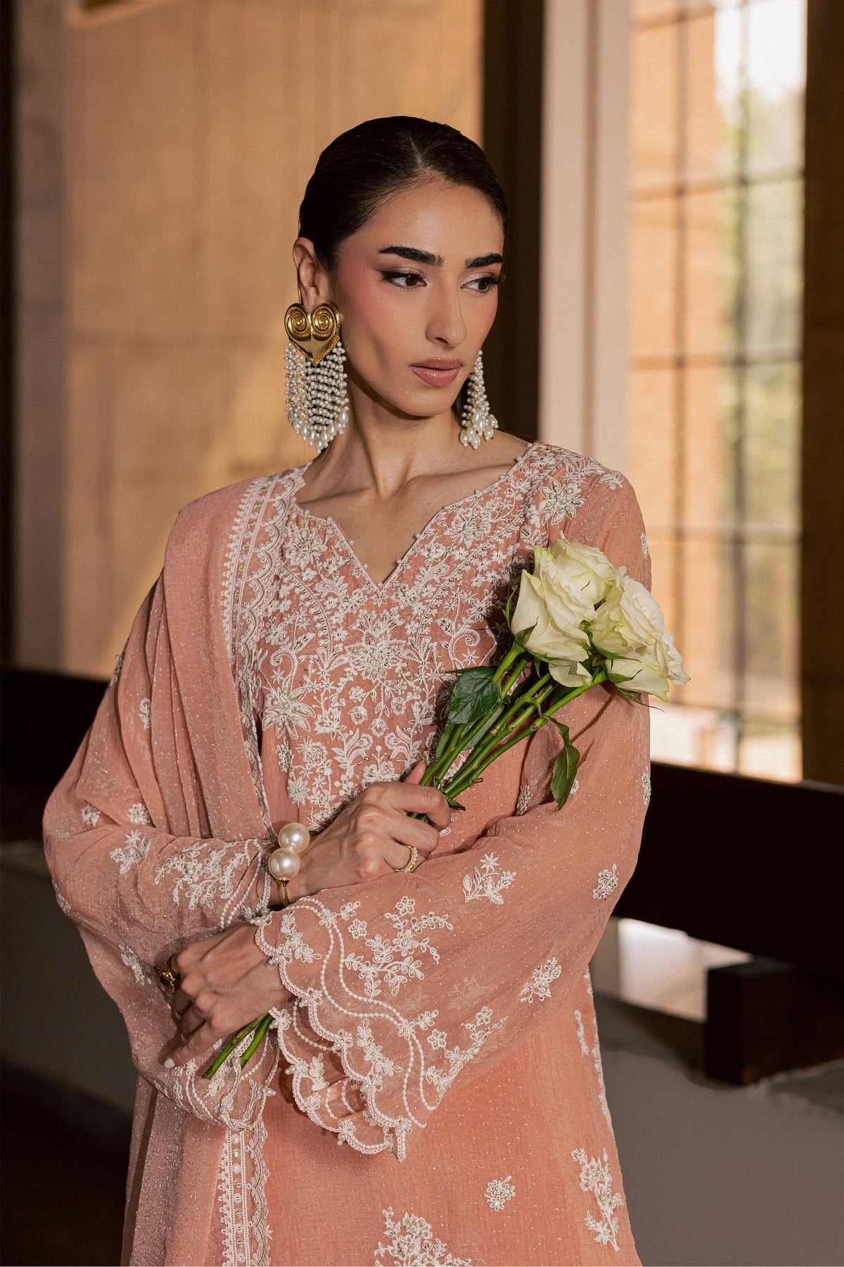 Hoor 3Pc - Festive Luxe Pret BATIKLUXESEP26  BATIK   XS / Tea Pink / Brochia Crinkle