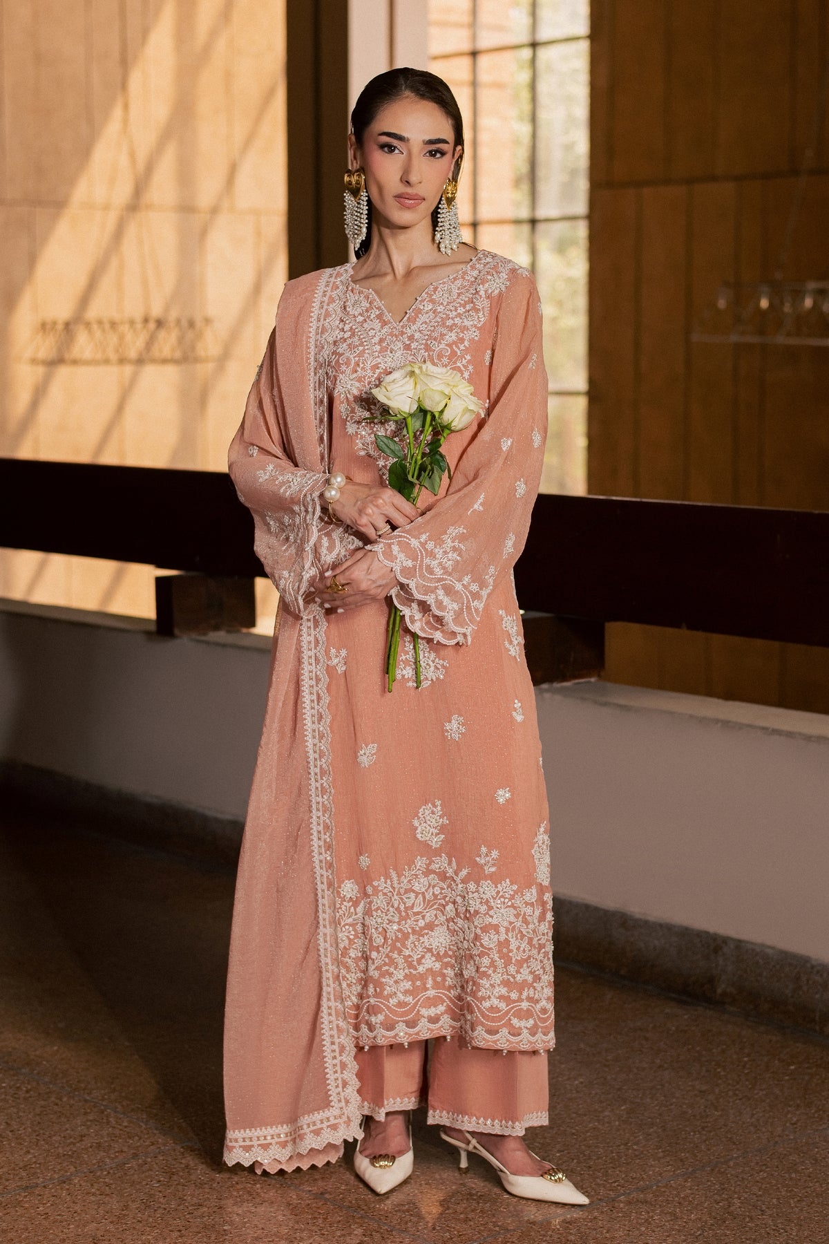 Hoor 3Pc - Festive Luxe Pret BATIKLUXESEP26  BATIK   XS / Tea Pink / Brochia Crinkle