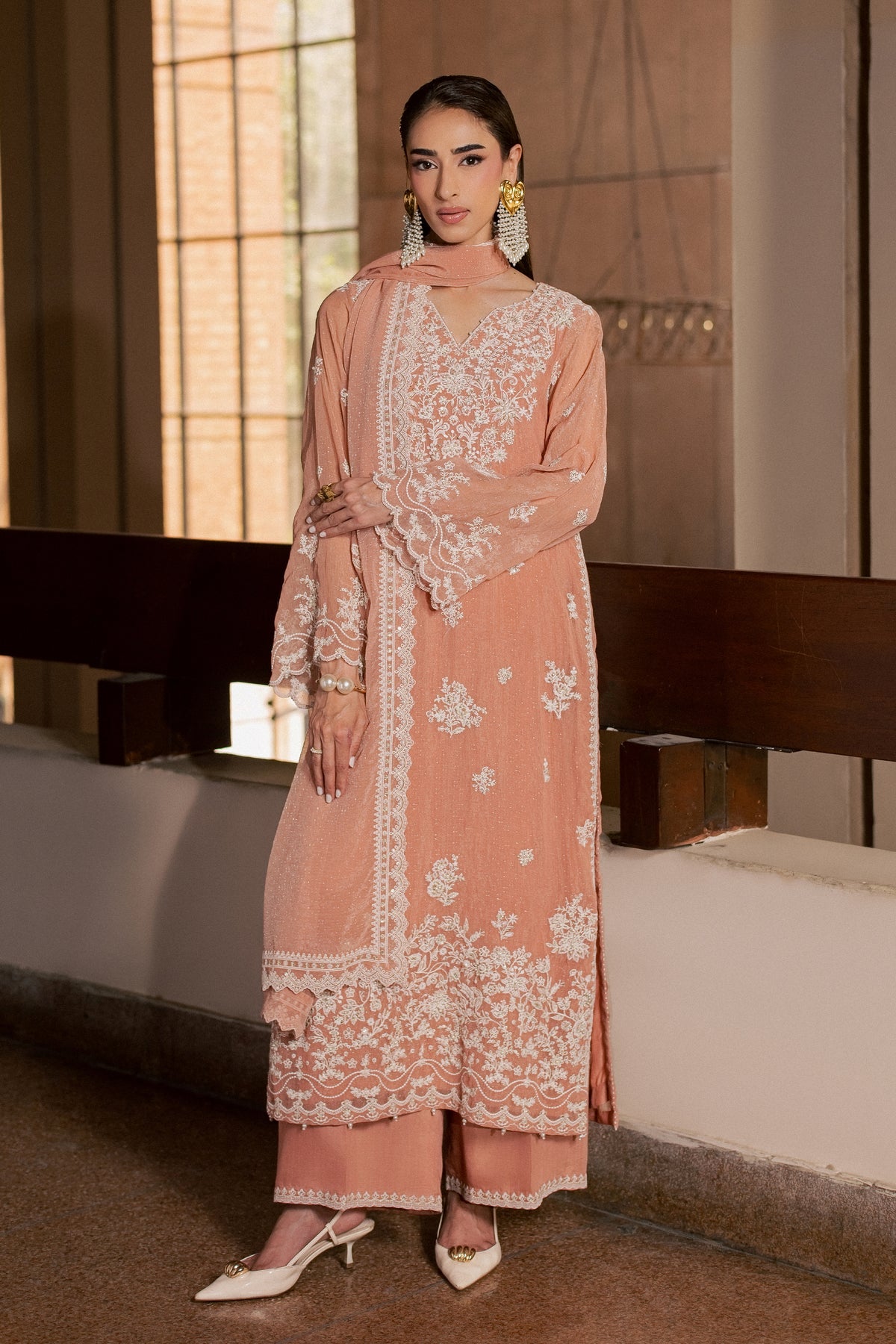 Hoor 3Pc - Festive Luxe Pret BATIKLUXESEP26  BATIK   XS / Tea Pink / Brochia Crinkle