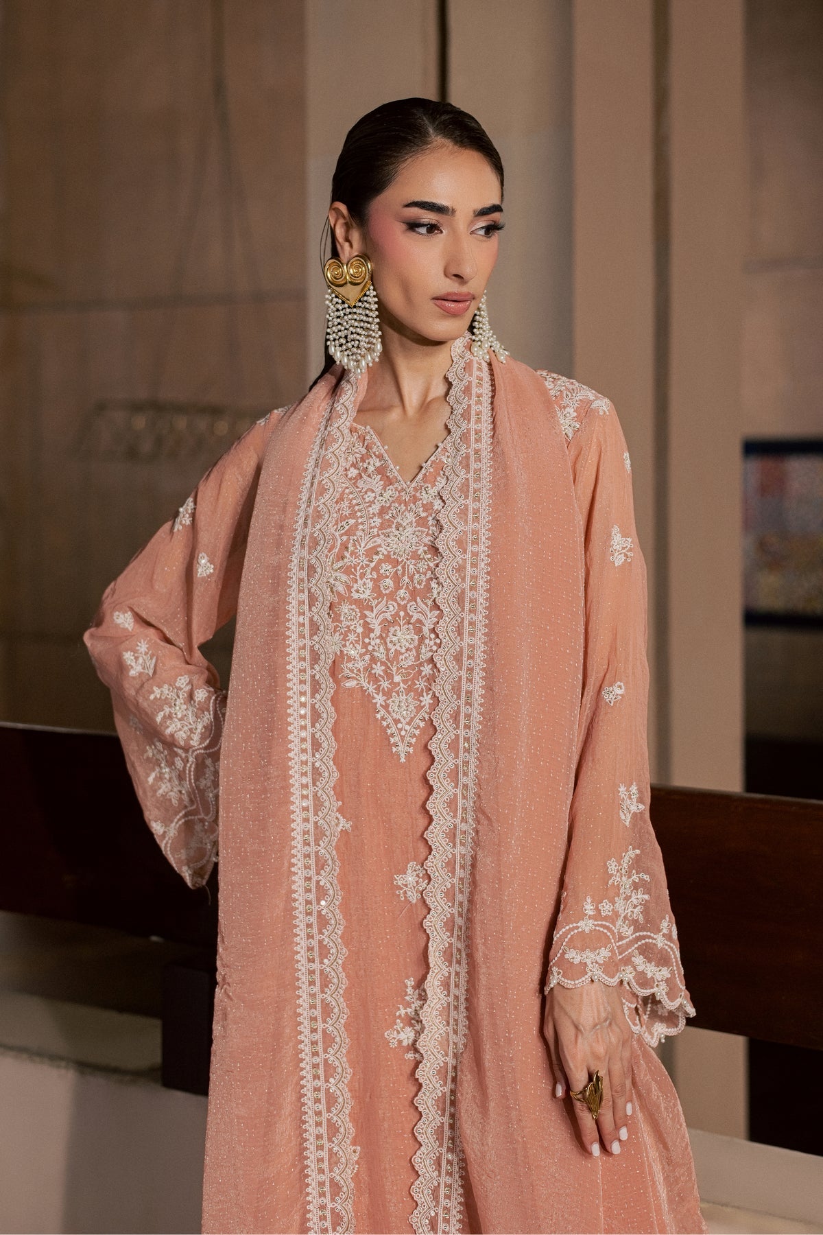 Hoor 3Pc - Festive Luxe Pret BATIKLUXESEP26  BATIK   XS / Tea Pink / Brochia Crinkle