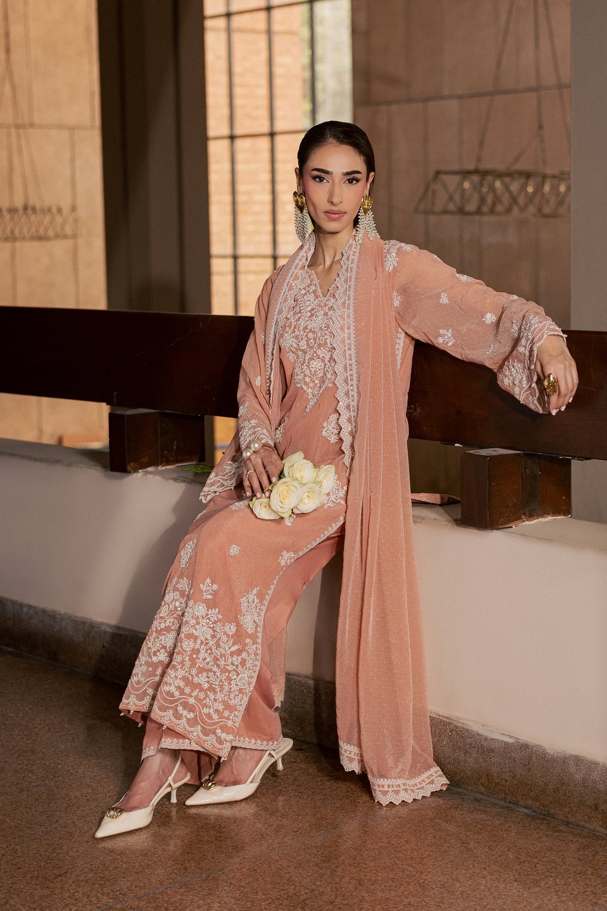 Hoor 3Pc - Festive Luxe Pret BATIKLUXESEP26  BATIK   XS / Tea Pink / Brochia Crinkle