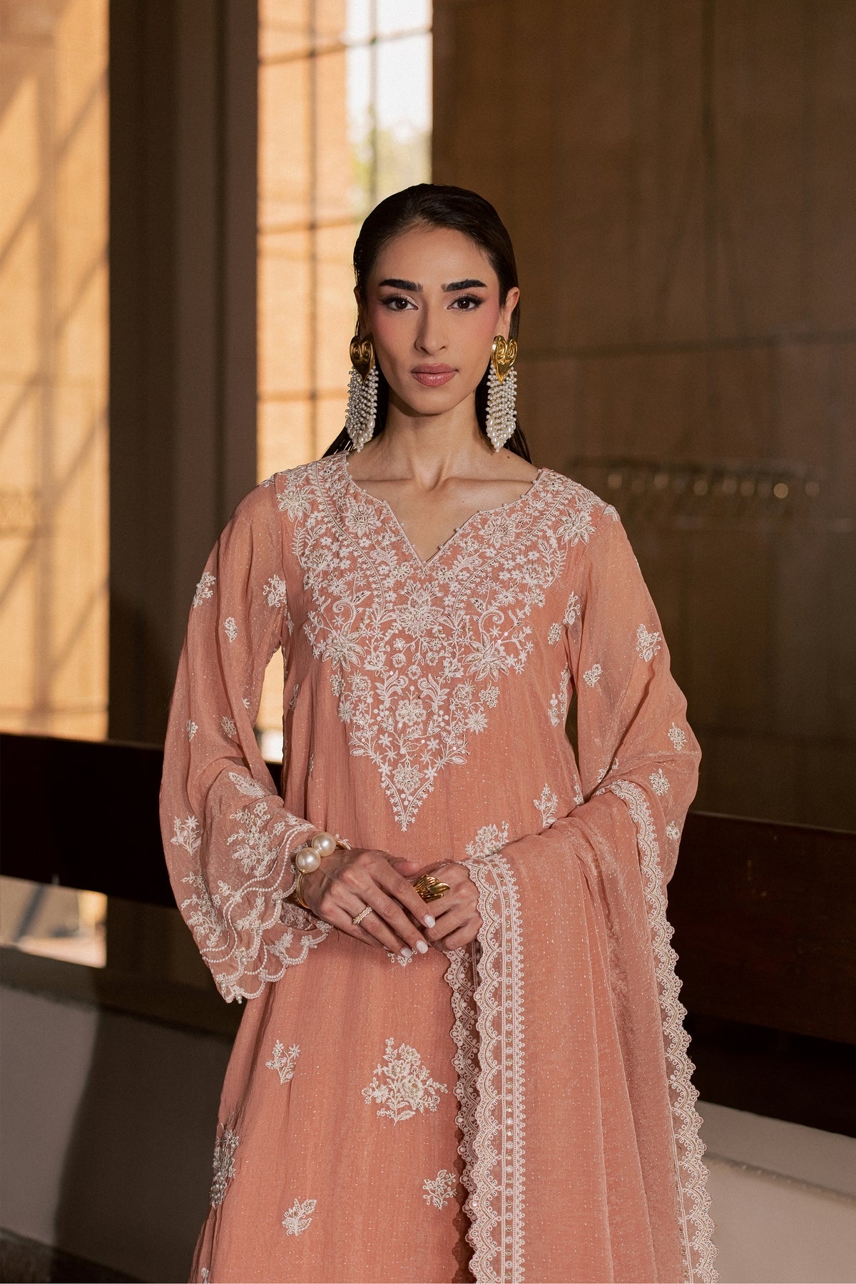 Hoor 3Pc - Festive Luxe Pret BATIKLUXESEP26  BATIK   XS / Tea Pink / Brochia Crinkle