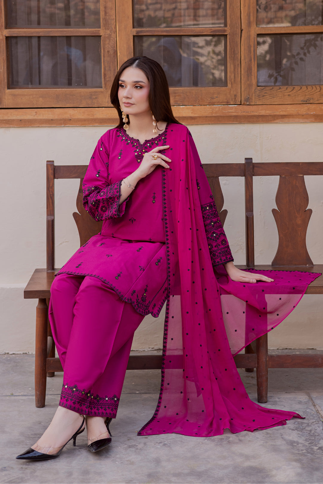  Pink Meeraki 3Pc - Embroidered Khaddar Dress BATIK WINTER PRET 2025  BATIK   XS / Boysen Berry / Khaddar-S / Boysen Berry / Khaddar-M / Boysen Berry / Khaddar-L / Boysen Berry / Khaddar-XL / Boysen Berry / Khaddar