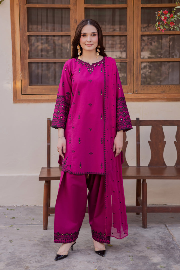  Pink Meeraki 3Pc - Embroidered Khaddar Dress BATIK WINTER PRET 2025  BATIK   XS / Boysen Berry / Khaddar-S / Boysen Berry / Khaddar-M / Boysen Berry / Khaddar-L / Boysen Berry / Khaddar-XL / Boysen Berry / Khaddar