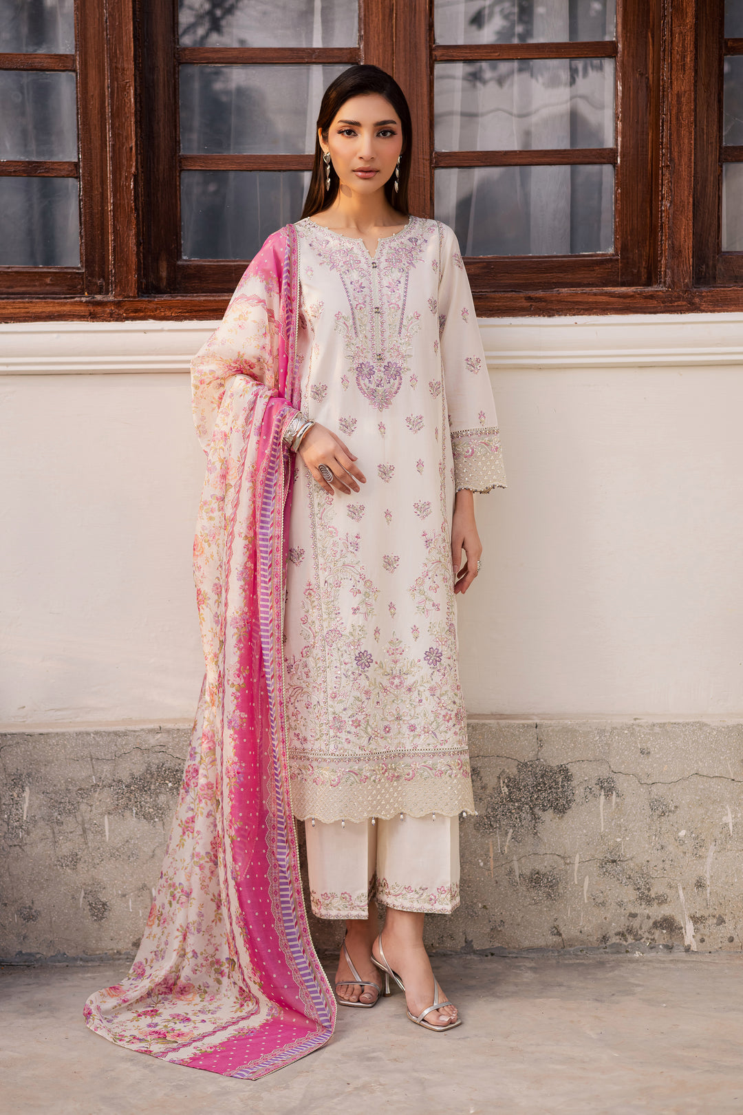  Pinkie Pie 3Pc - Festive Embroidered Lawn BATIKEID2026  BATIK   XS / White Swan / Pima Lawn-S / White Swan / Pima Lawn-M / White Swan / Pima Lawn-L / White Swan / Pima Lawn-XL / White Swan / Pima Lawn