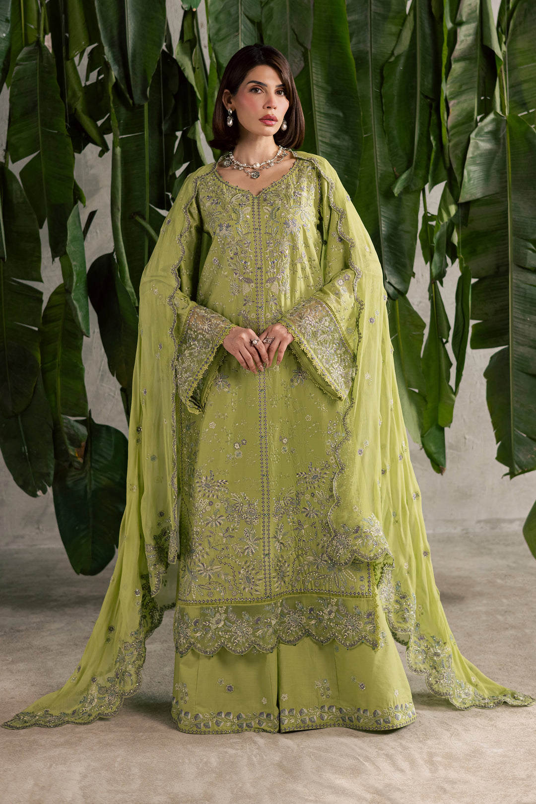  Pistachia 3Pc - Festive Embroidered Lawn BATIKEID2026  BATIK   XS / Green Yellow / Pima Lawn-S / Green Yellow / Pima Lawn-M / Green Yellow / Pima Lawn-L / Green Yellow / Pima Lawn-XL / Green Yellow / Pima Lawn