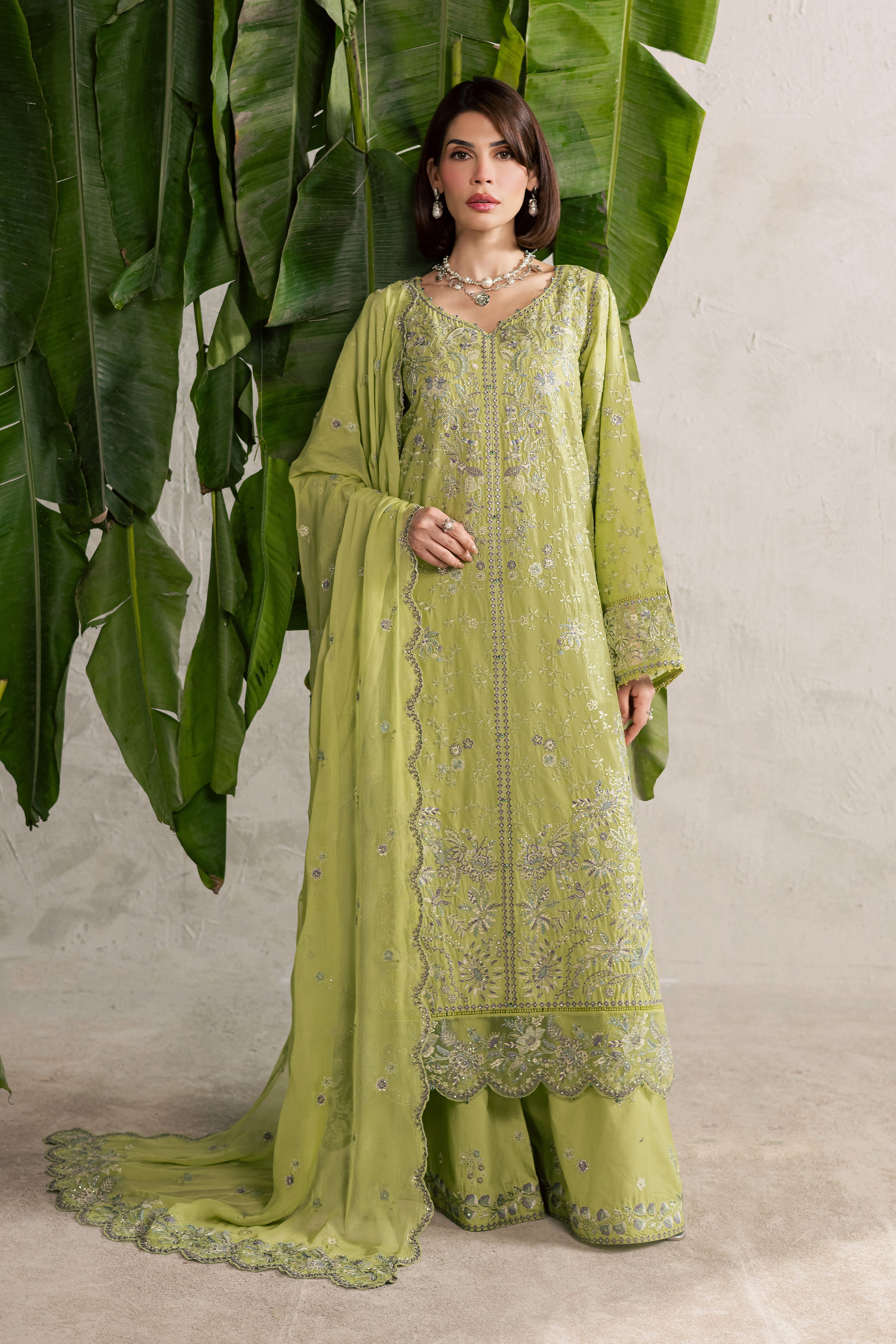  Pistachia 3Pc - Festive Embroidered Lawn BATIKEID2026  BATIK   XS / Green Yellow / Pima Lawn-S / Green Yellow / Pima Lawn-M / Green Yellow / Pima Lawn-L / Green Yellow / Pima Lawn-XL / Green Yellow / Pima Lawn