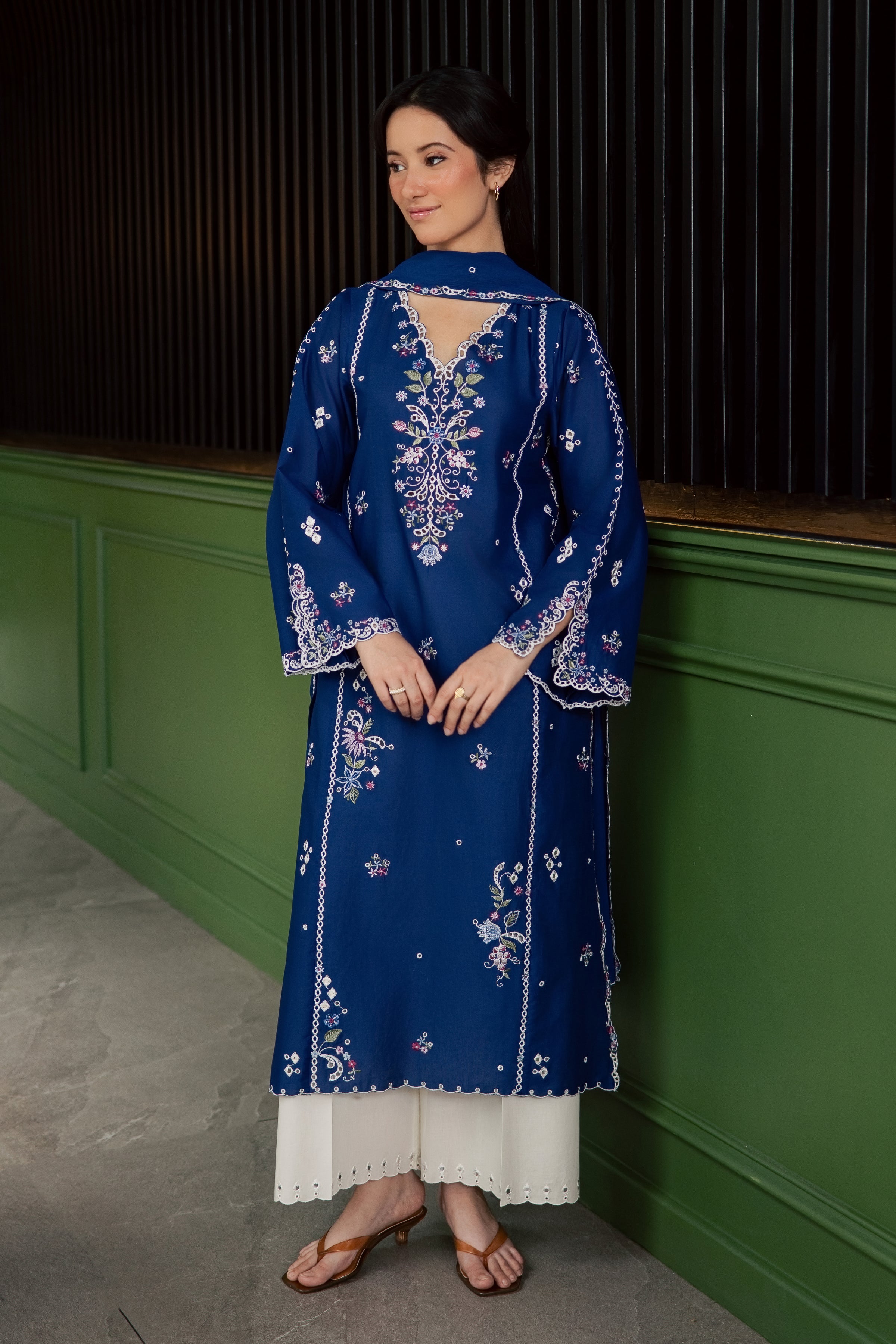 Pixel 3Pc - Embroidered Lawn Dress EverydayEdit26  BATIK   XS / Electric Blue / Pima Lawn