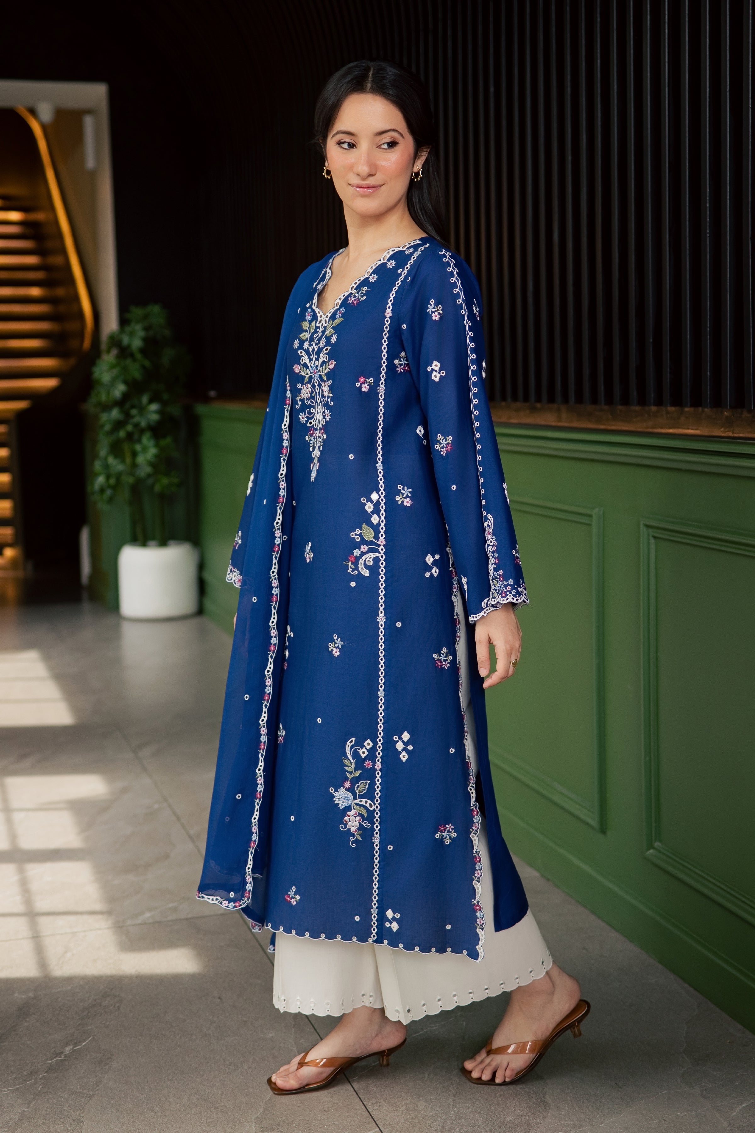 Pixel 3Pc - Embroidered Lawn Dress EverydayEdit26  BATIK   XS / Electric Blue / Pima Lawn