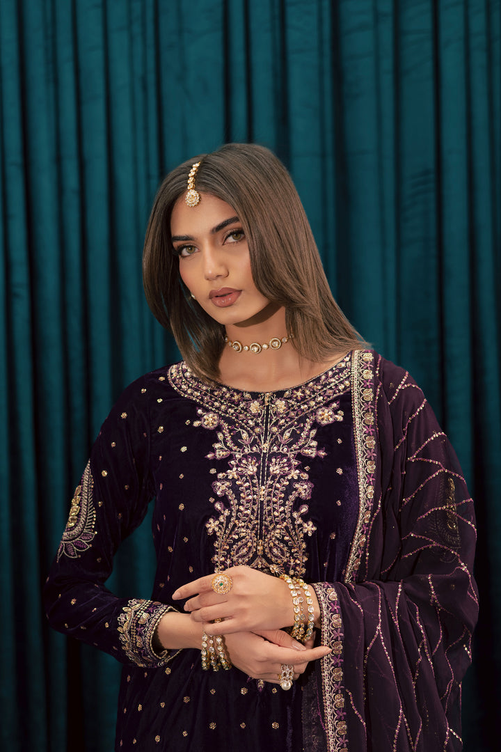  Plum Frost 3Pc - Velvet Formal Dress BATIKSTUDIO2025  BATIK   S / Plum / Velvet-M / Plum / Velvet-L / Plum / Velvet