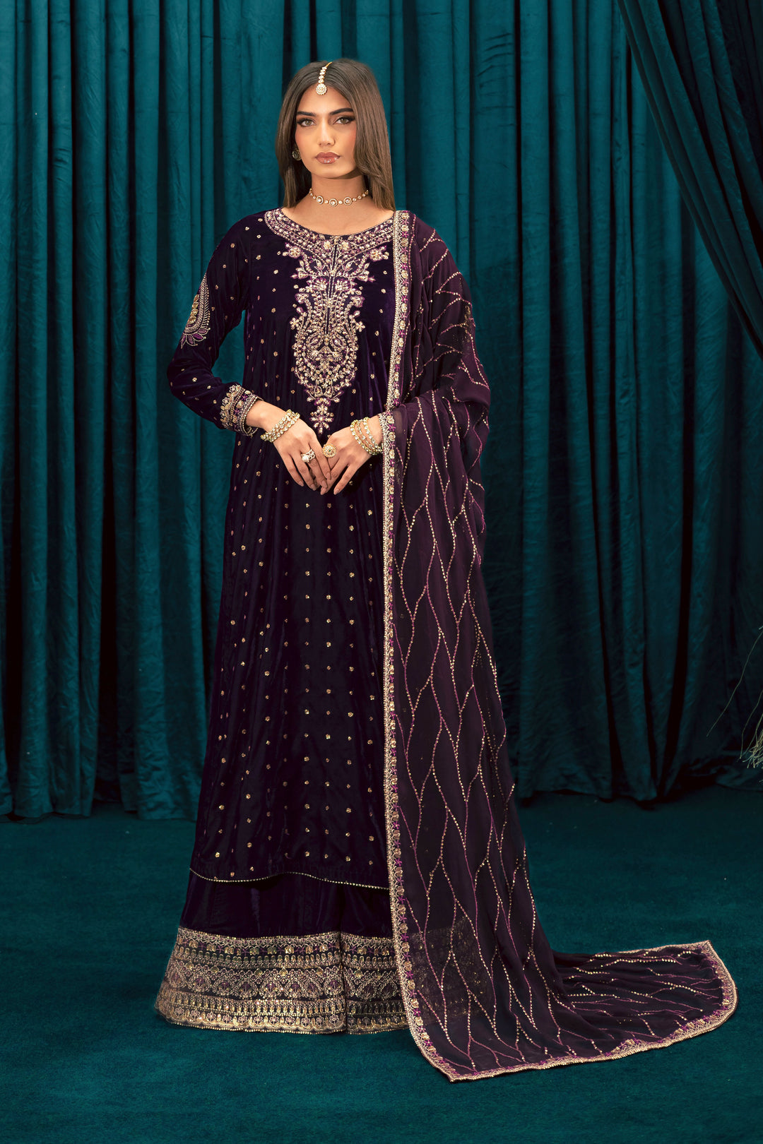  Plum Frost 3Pc - Velvet Formal Dress BATIKSTUDIO2025  BATIK   S / Plum / Velvet-M / Plum / Velvet-L / Plum / Velvet