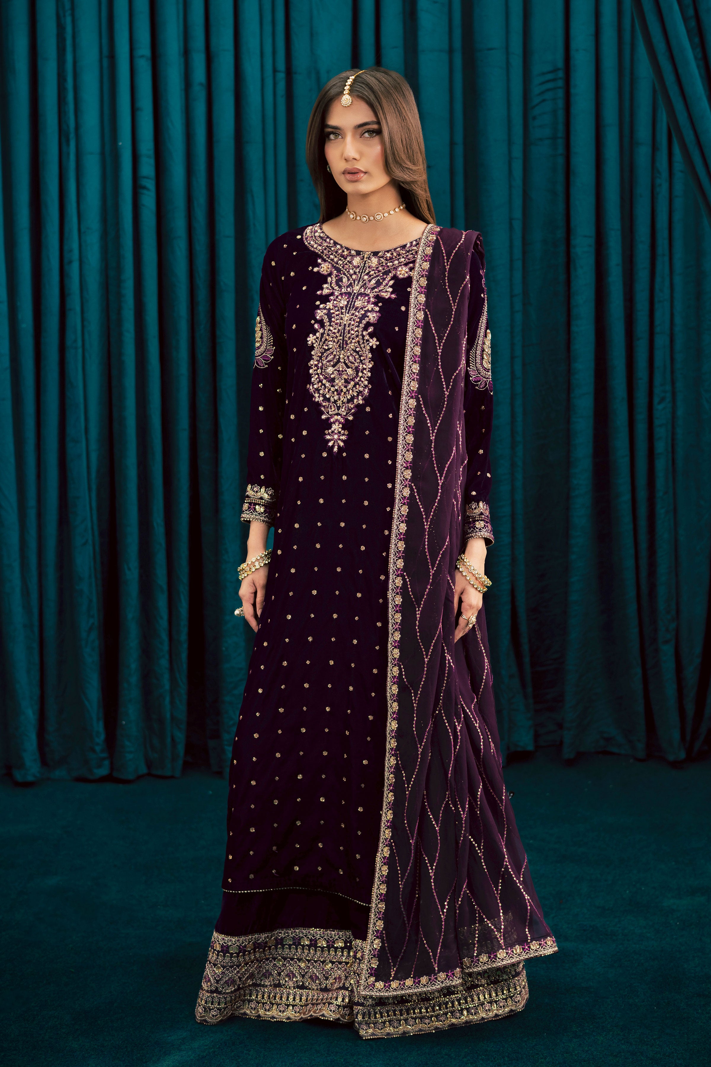  Plum Frost 3Pc - Velvet Formal Dress BATIKSTUDIO2025  BATIK   S / Plum / Velvet-M / Plum / Velvet-L / Plum / Velvet