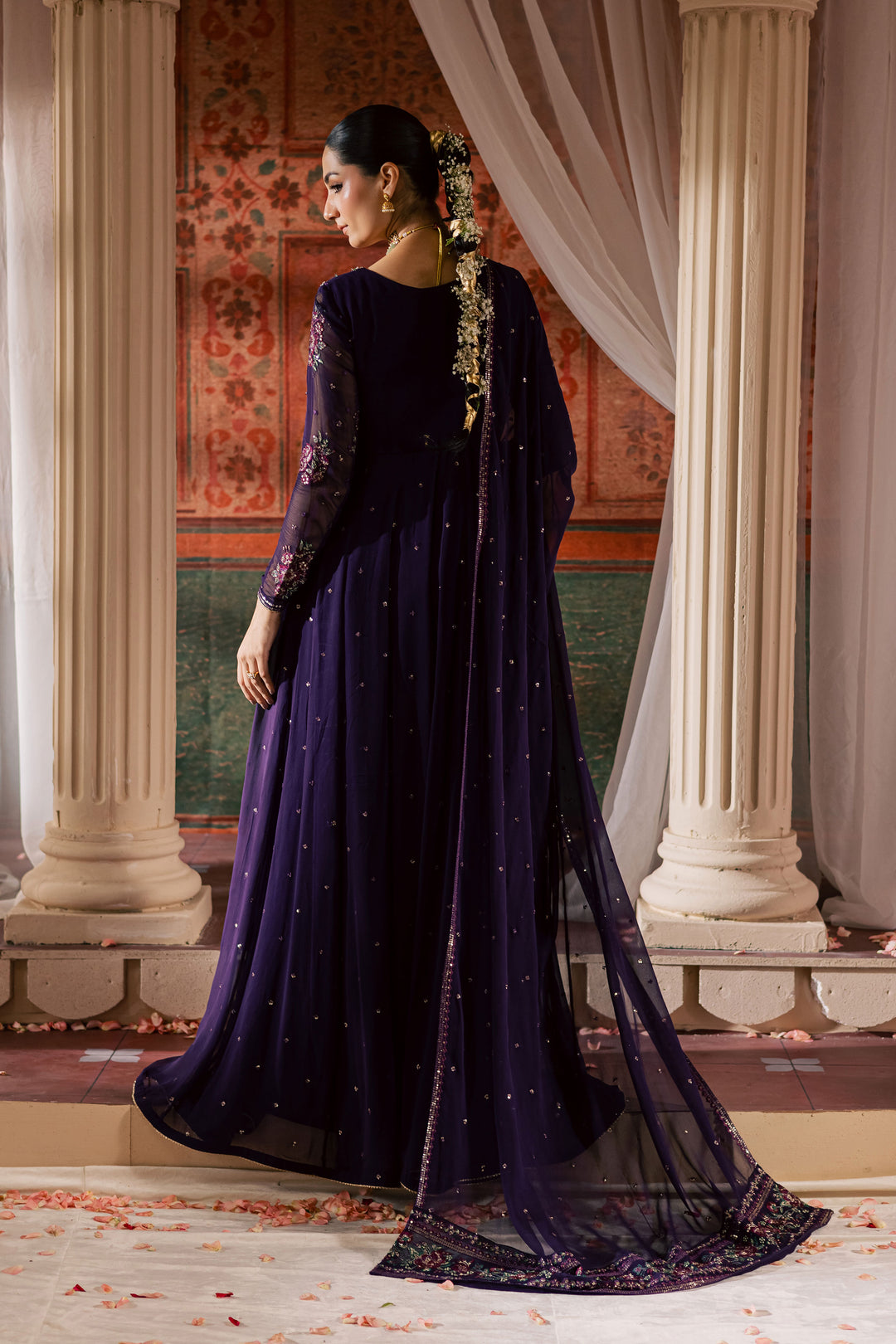  Plum Pearl 3Pc - Chiffon Wedding Frock BATIKLuxePRET2025  BATIK   S / Purple / Chiffon & Raw Silk-M / Purple / Chiffon & Raw Silk-L / Purple / Chiffon & Raw Silk