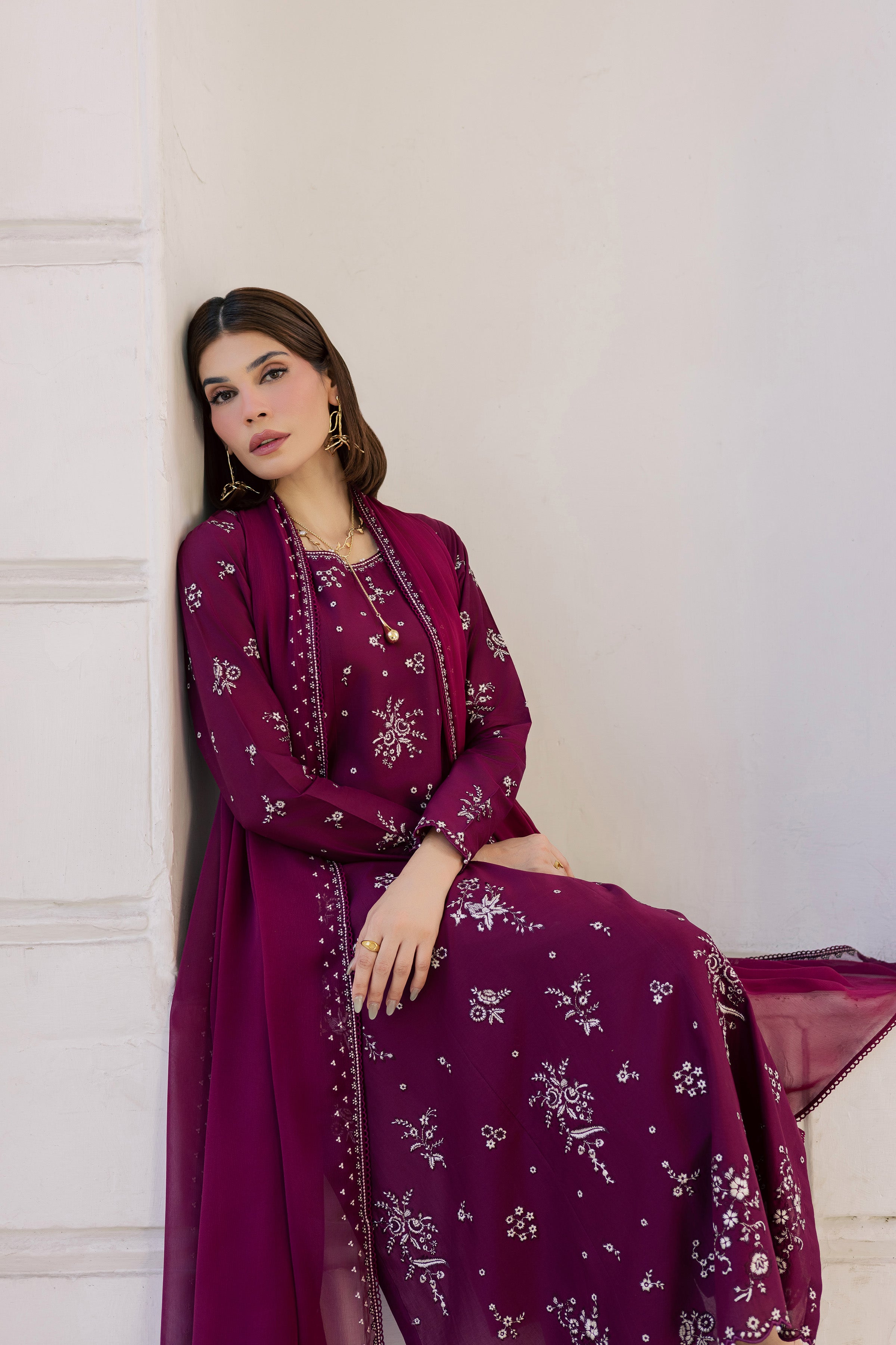  Plum Pop 3Pc - Festive Embroidered Lawn BATIKSS26  BATIK   XS / Burgundy / Pima Lawn-S / Burgundy / Pima Lawn-M / Burgundy / Pima Lawn-L / Burgundy / Pima Lawn-XL / Burgundy / Pima Lawn