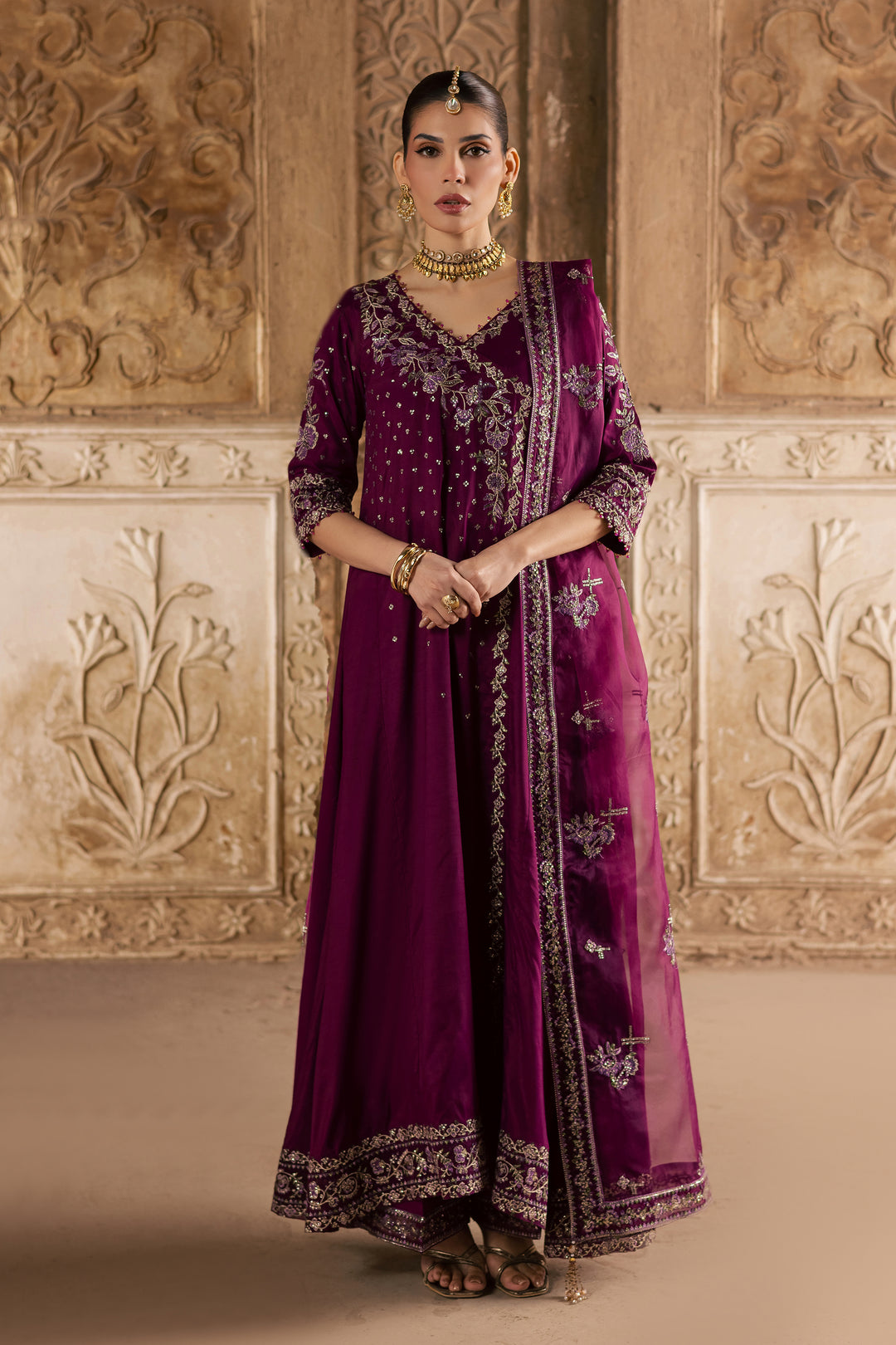  Plum Raha 3Pc - Festive Luxe Pret BATIKLuxePRET  BATIK   XS / Plum / Raw Silk-S / Plum / Raw Silk-M / Plum / Raw Silk-L / Plum / Raw Silk-XL / Plum / Raw Silk