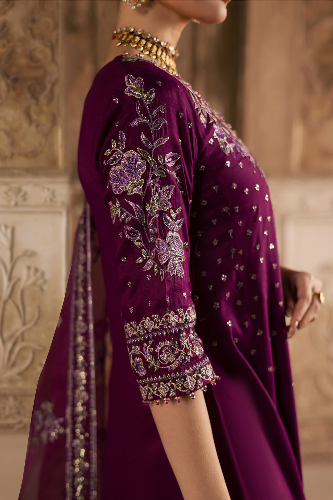  Plum Raha 3Pc - Festive Luxe Pret BATIKLuxePRET  BATIK   XS / Plum / Raw Silk-S / Plum / Raw Silk-M / Plum / Raw Silk-L / Plum / Raw Silk-XL / Plum / Raw Silk