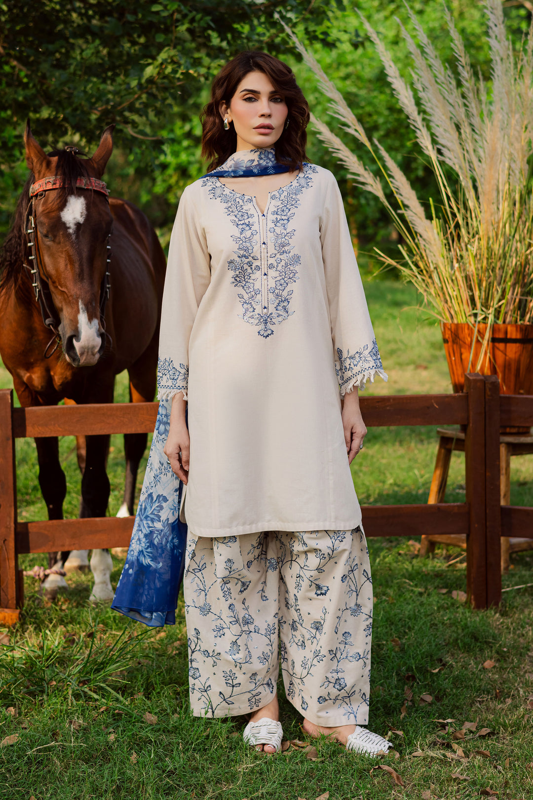  Porcelein 3Pc - Embroidered Khaddar Dress BATIK WINTER PRET 2025  BATIK   XS / Beige / Khaddar-S / Beige / Khaddar-M / Beige / Khaddar-L / Beige / Khaddar-XL / Beige / Khaddar